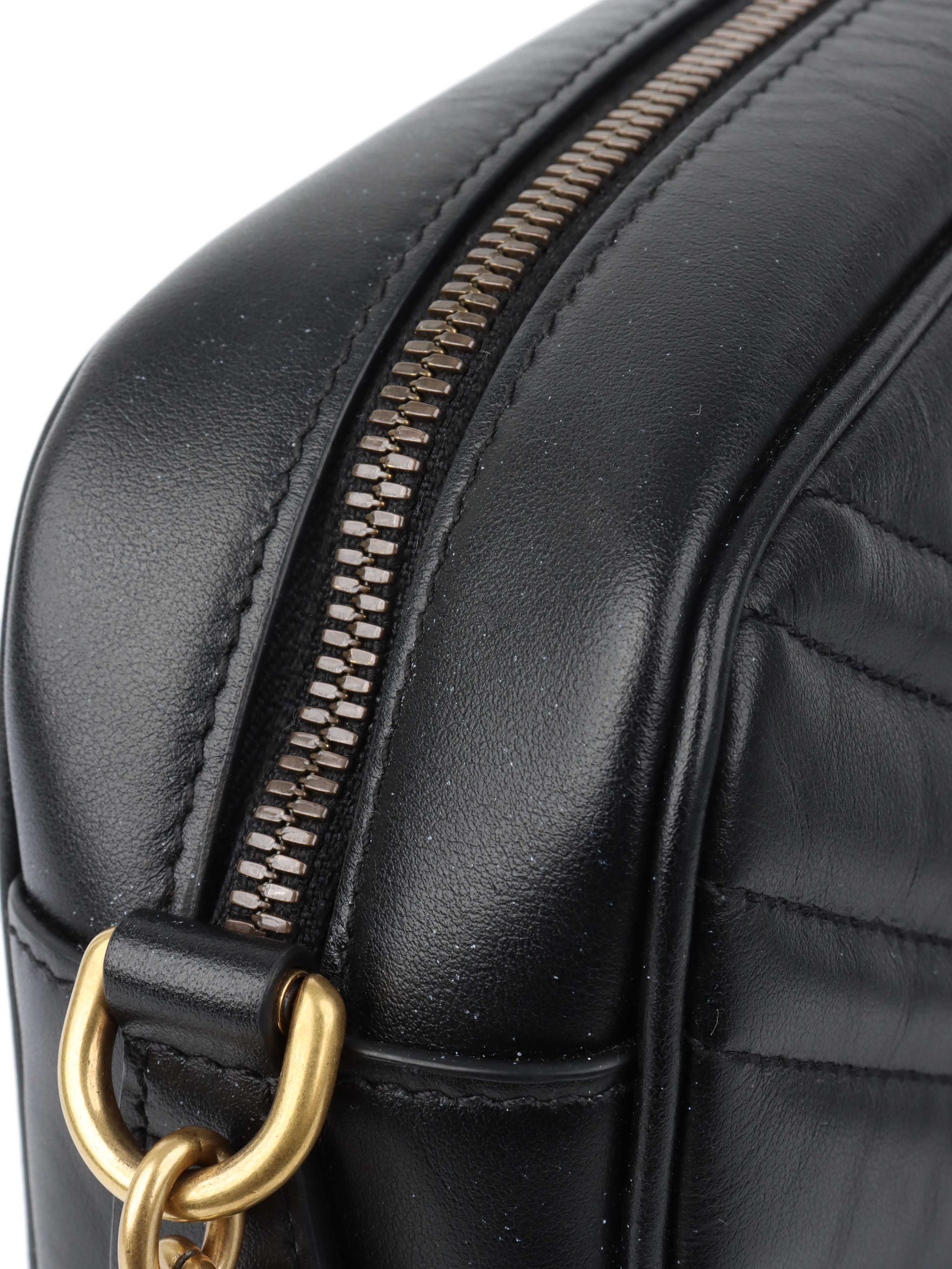 Gucci Small Black Marmont Camera Bag.