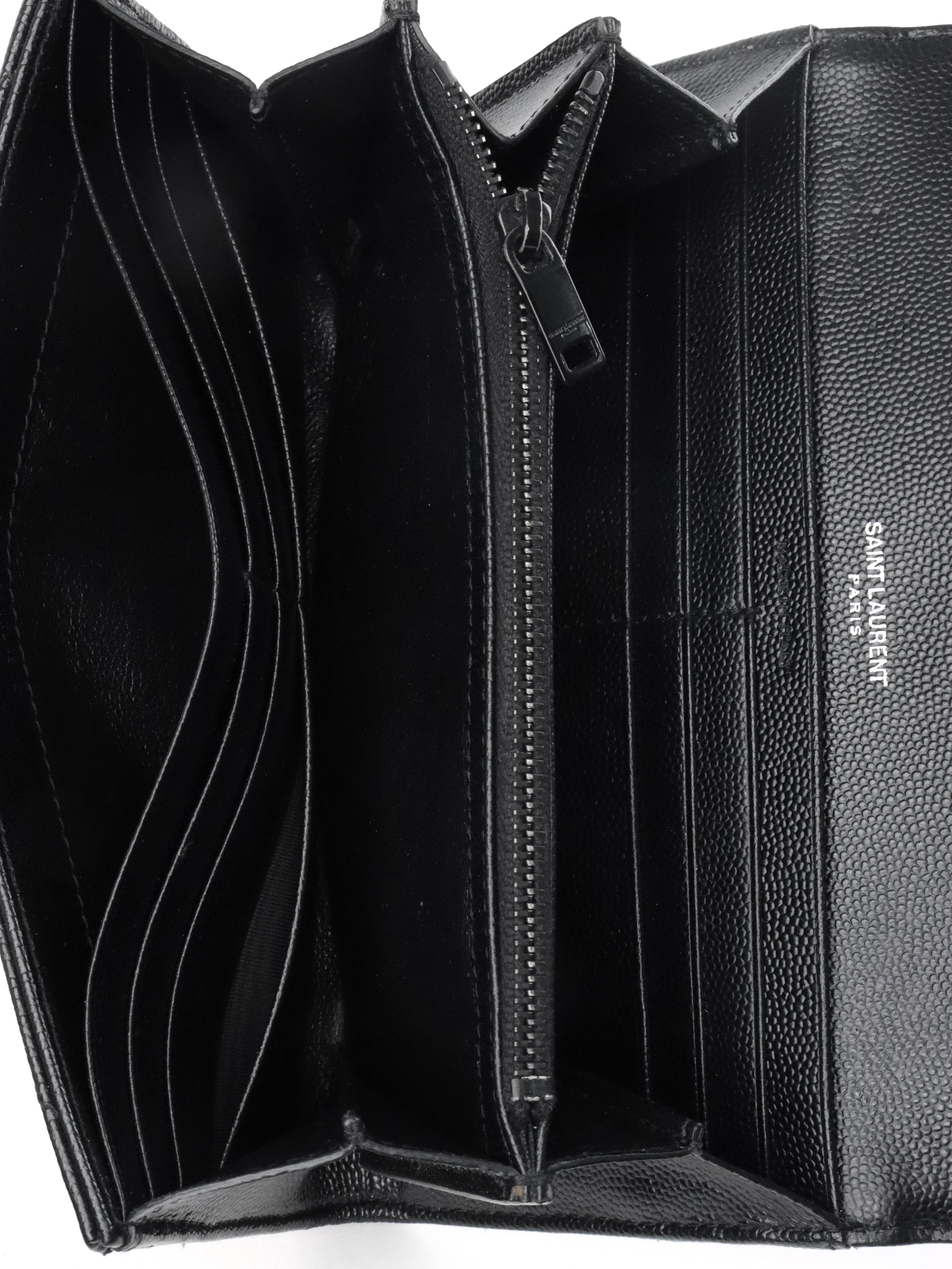 Saint Laurent Black Cassandre Matelasse Large Flap Wallet