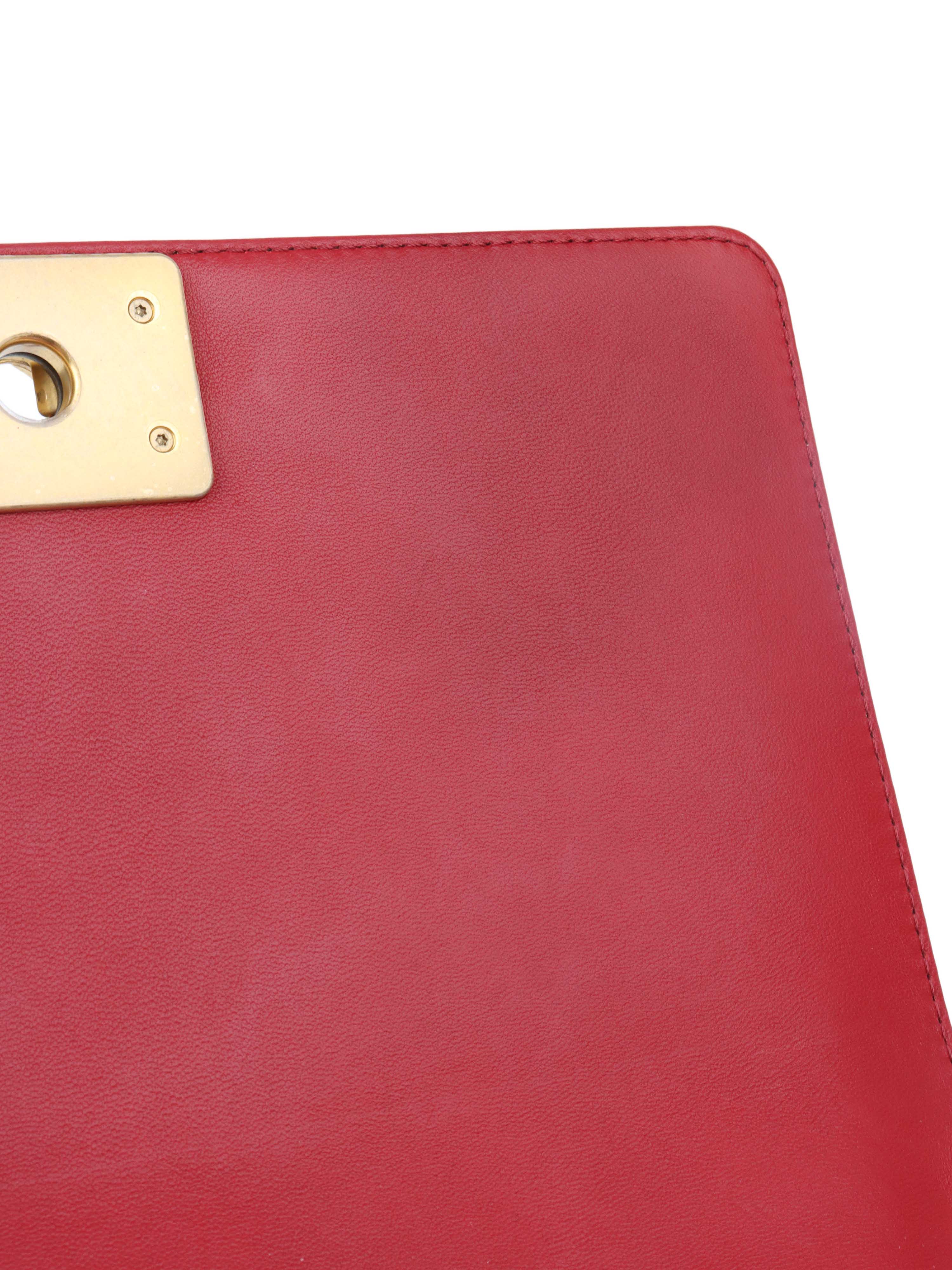 Chanel Medium Red Chevron Boy Bag in Lambskin GHW