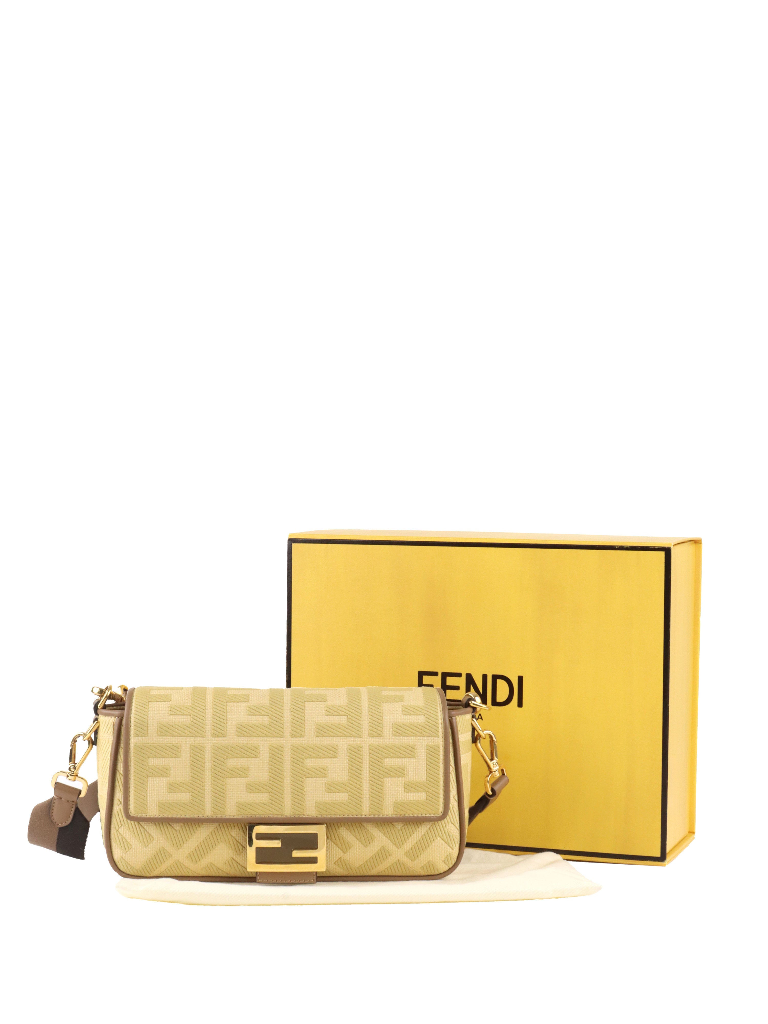 Fendi Woven Rafia Vitello Baguette  Bag.