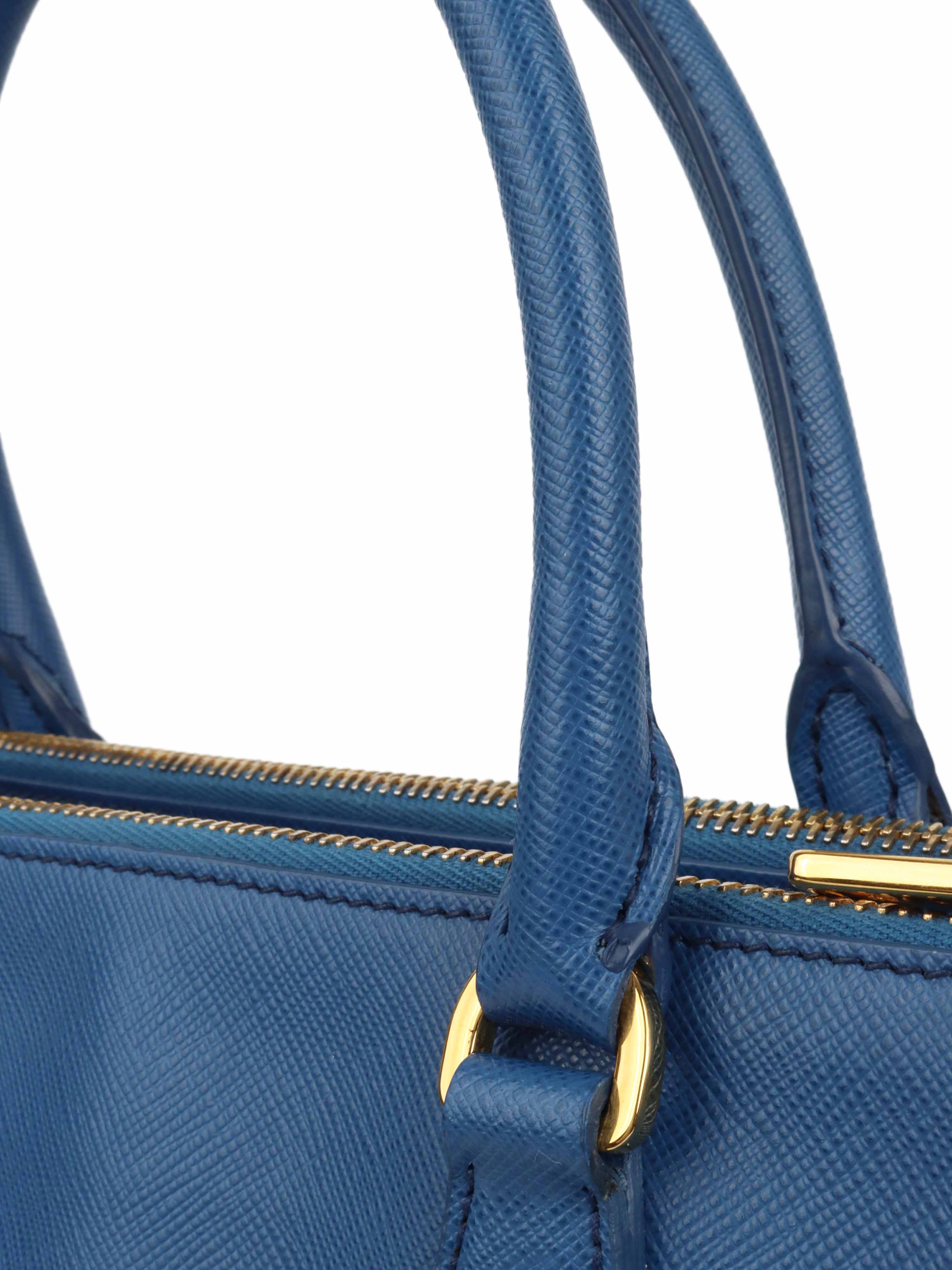 Prada Blue Saffiano Lux Handbag Medium. Votre Luxe