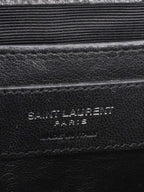 Saint Laurent Black Crocodile Embossed Chain Top Handle Kate Bag.