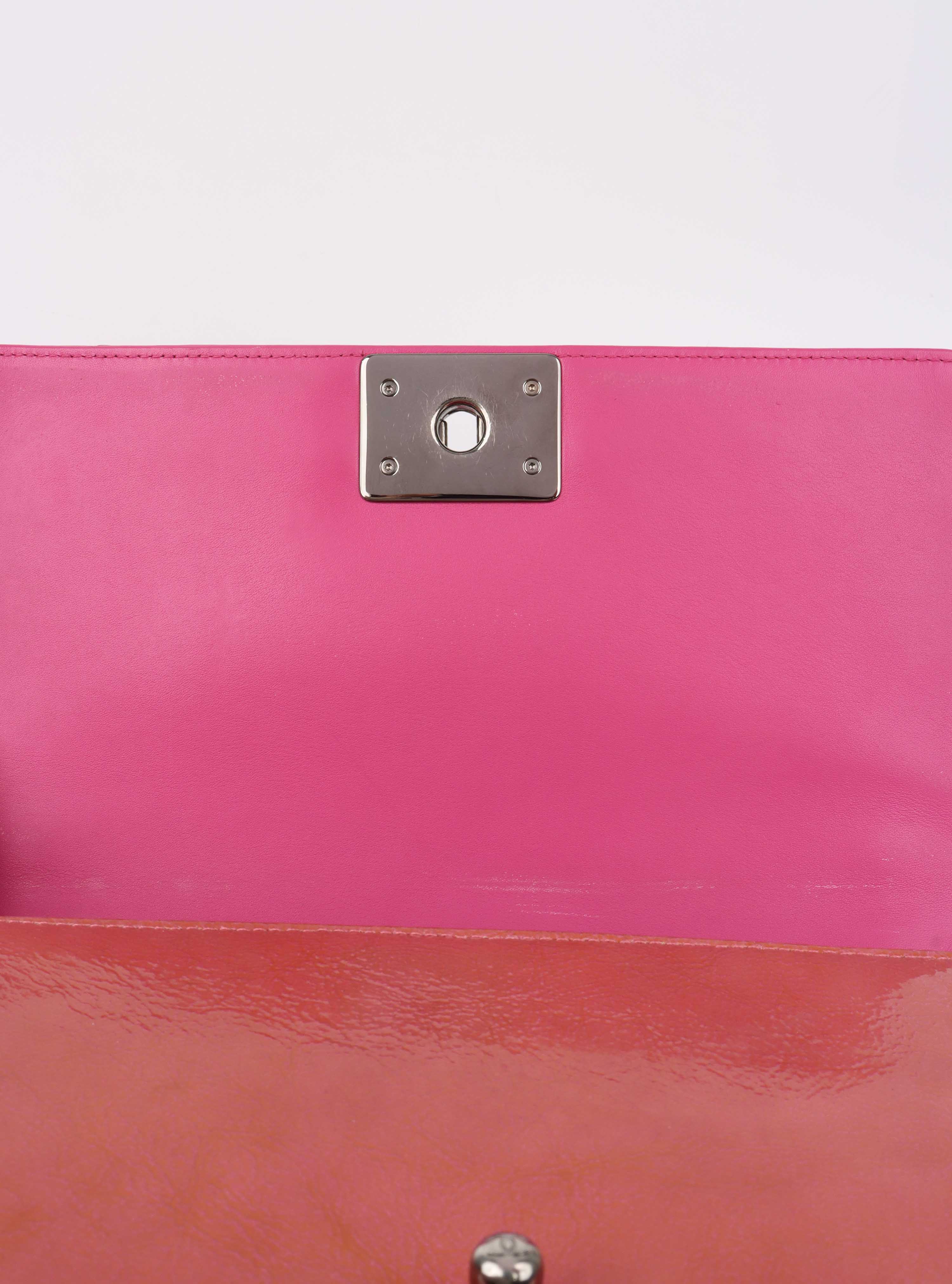 Chanel Medium Pink Tweed Boy Bag.