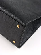 Chanel Vintage Stitched Logo Black Caviar Tote