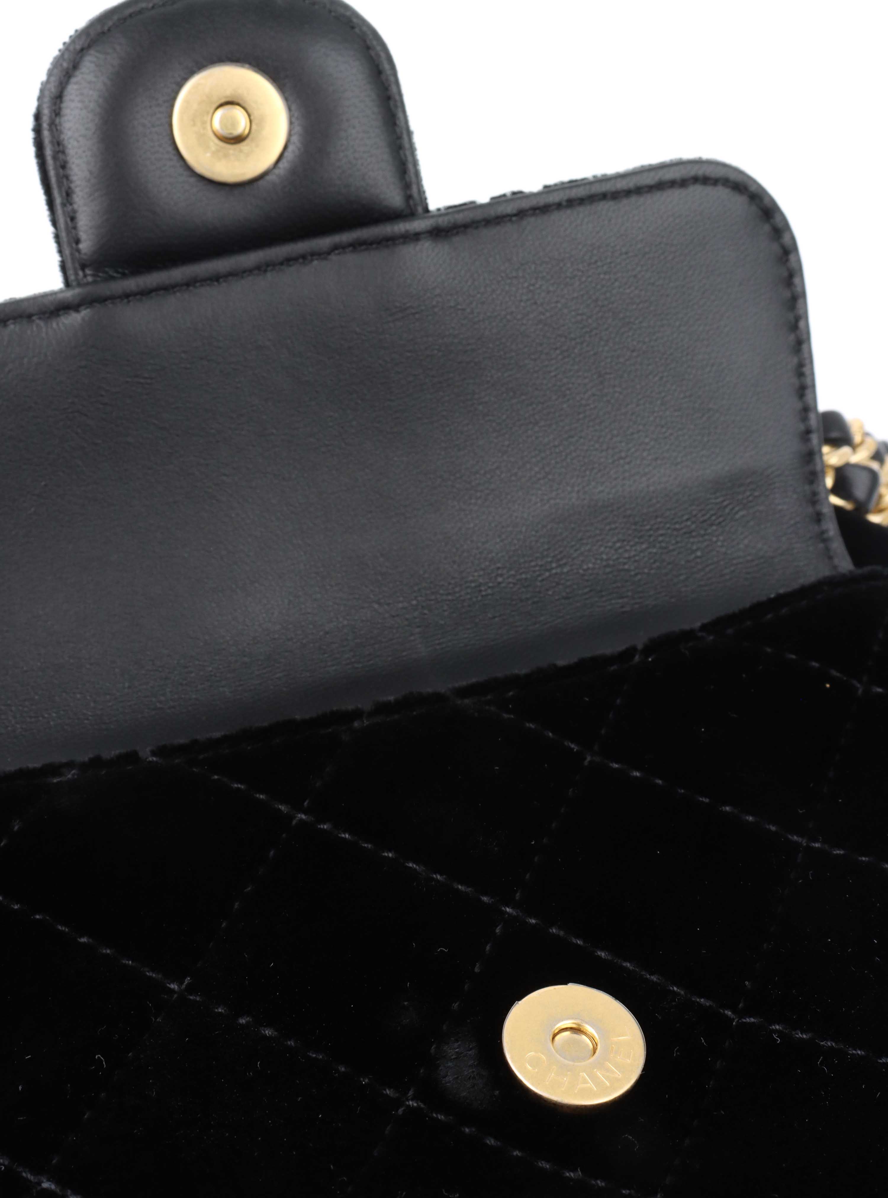 Chanel Black Small Quilted Velvet Wavy CC Hobo Bag.