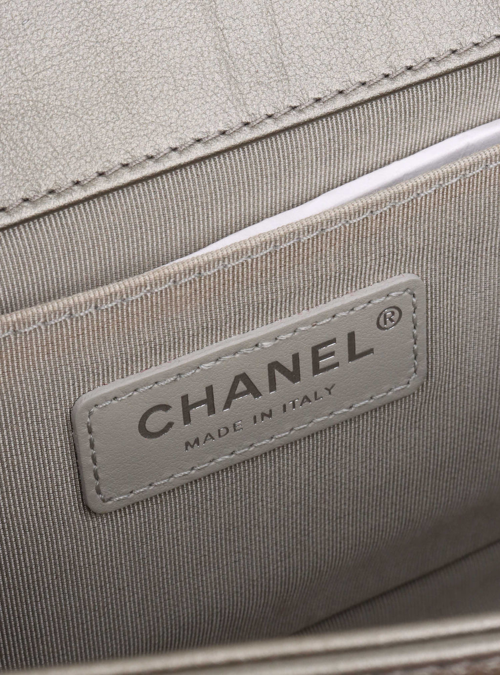 Chanel Medium Chevron Metallic Crumpled Calfskin Boy Bag.