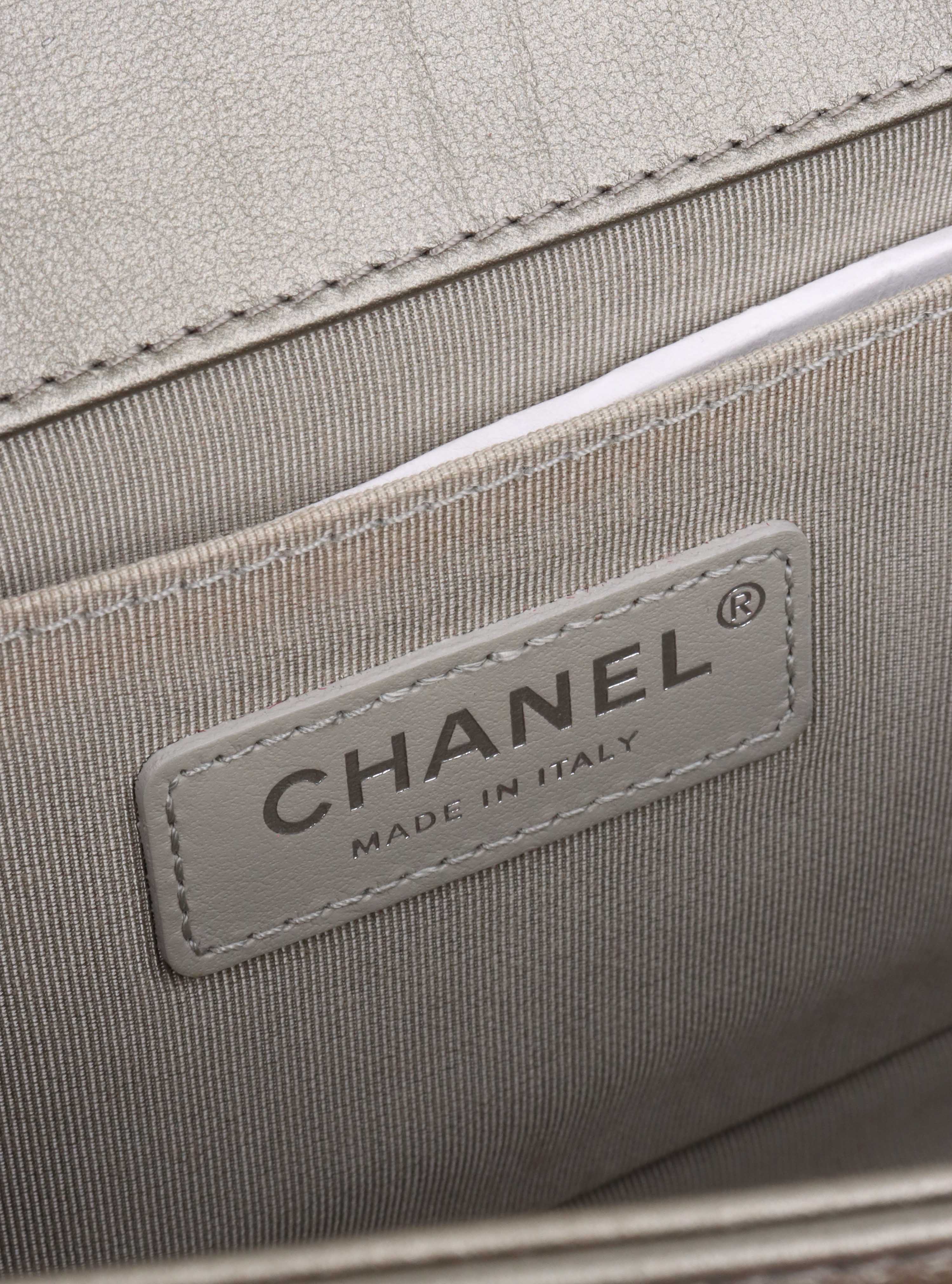 Chanel Medium Chevron Metallic Crumpled Calfskin Boy Bag.