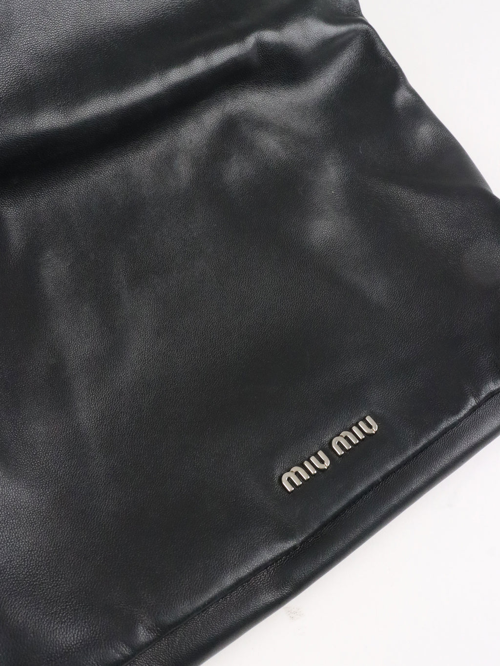 Miu Miu Black Smooth Leather with Crystal Strap Bag
