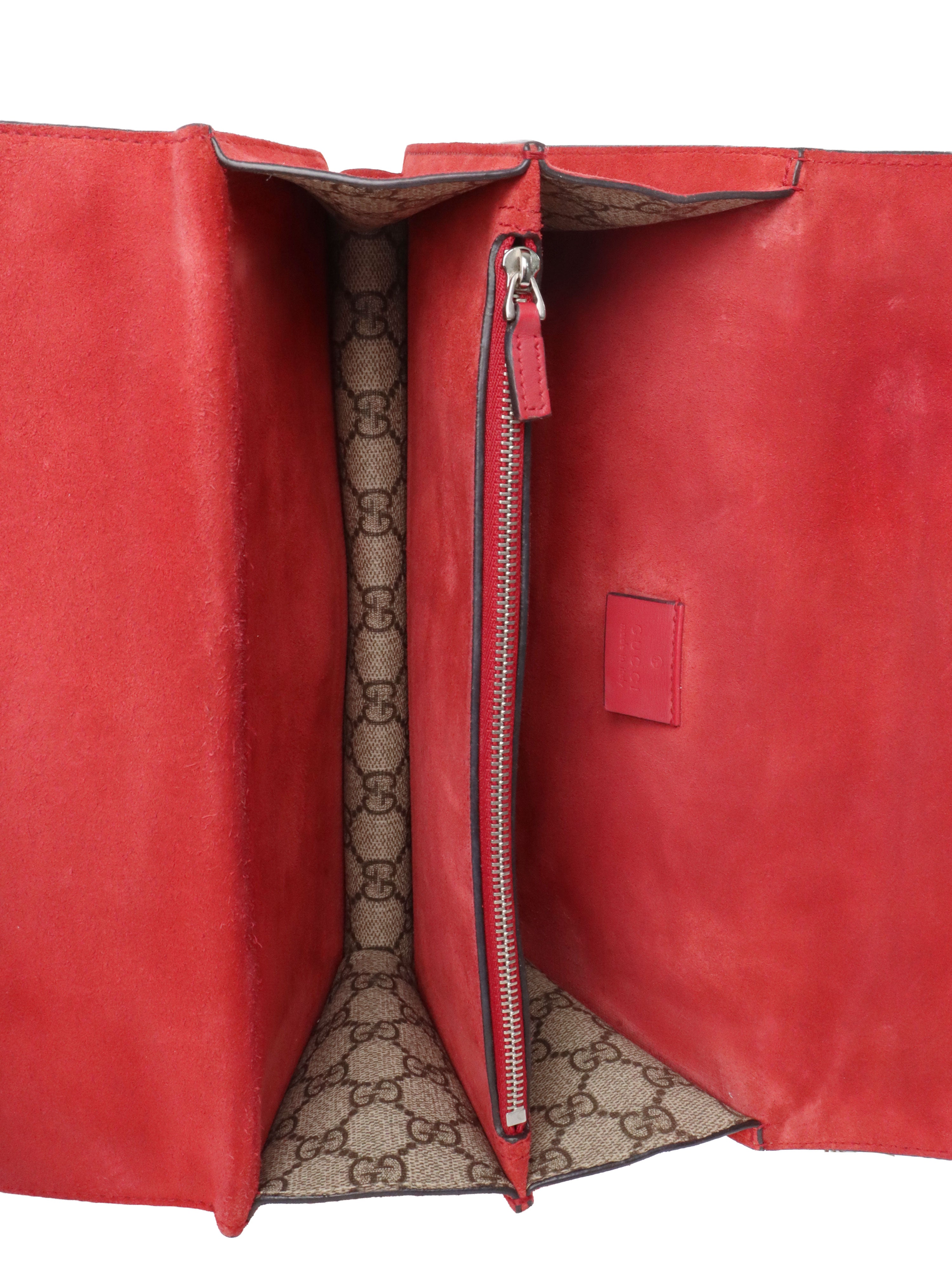 Gucci Small Dionysus GG Supreme Red Trim Shoulder Bag