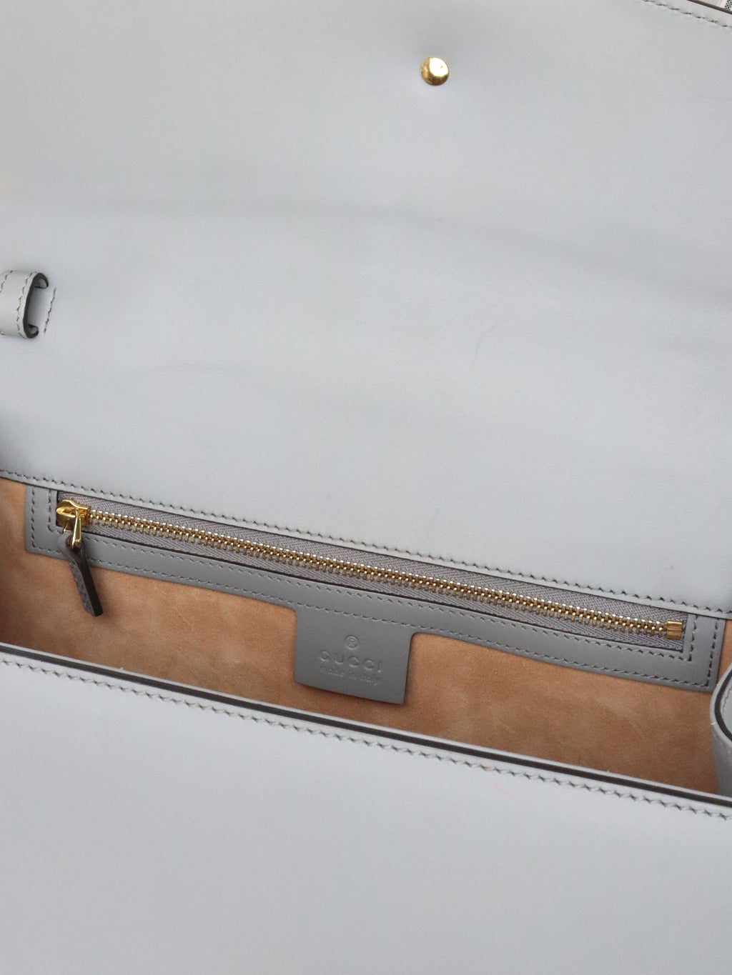 Gucci Medium Grey Floral Sequin Sylvie Top Handle Bag