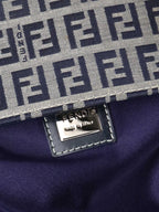 Fendi Vintage Navy Zucchino Canvas Boston Bag