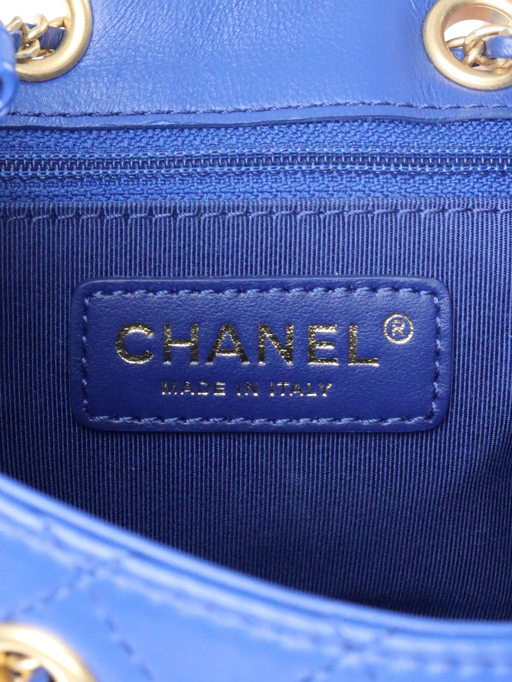Chanel Blue Egyptian Amulet Drawstring Bucket Bag