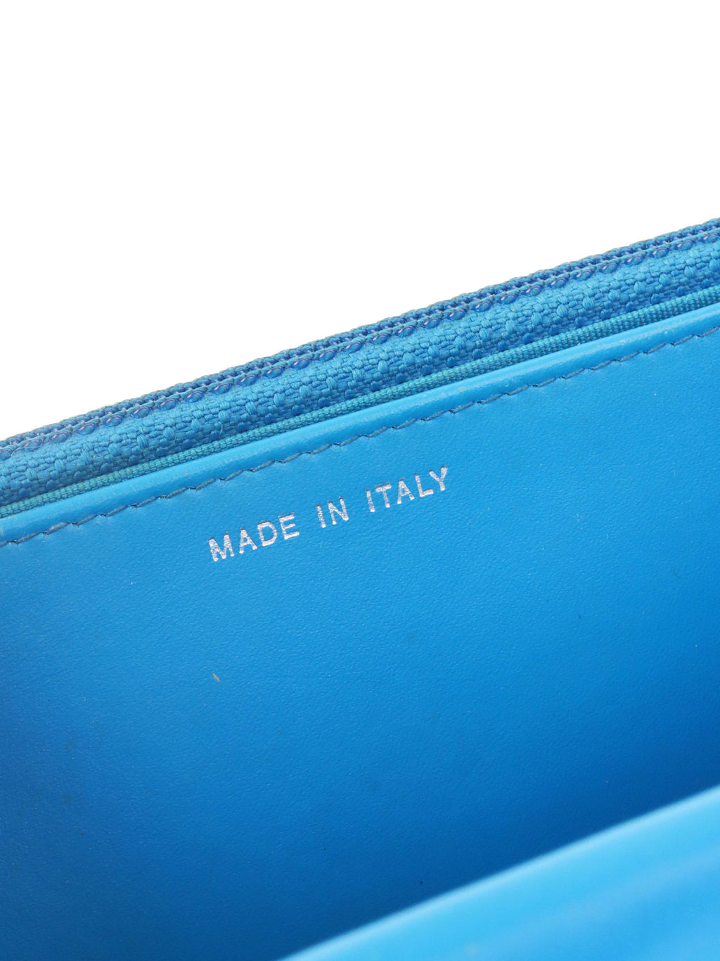 Chanel Bright Blue Patent Leather Le Boy Wallet on Chain.