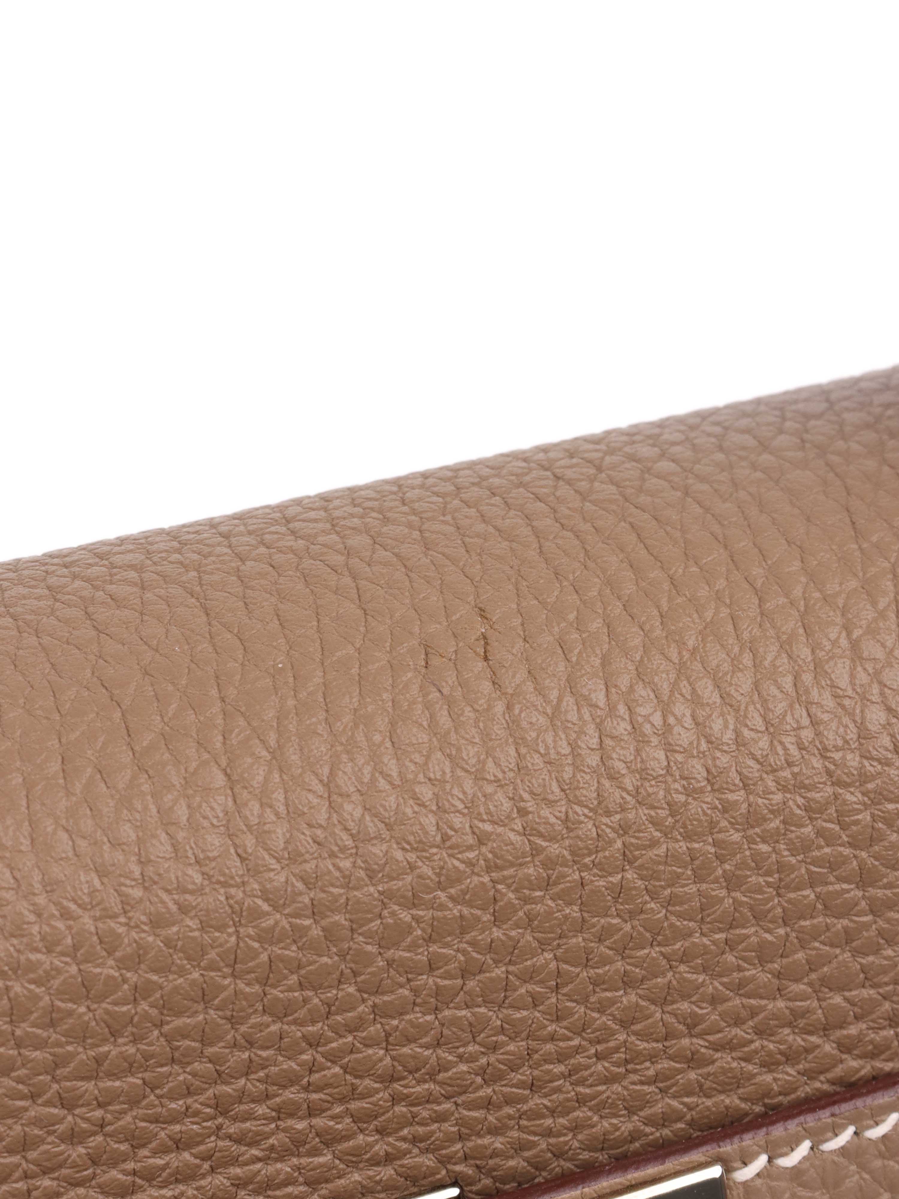 Hermes Etoupe Kelly 28 in Togo leather PHW.