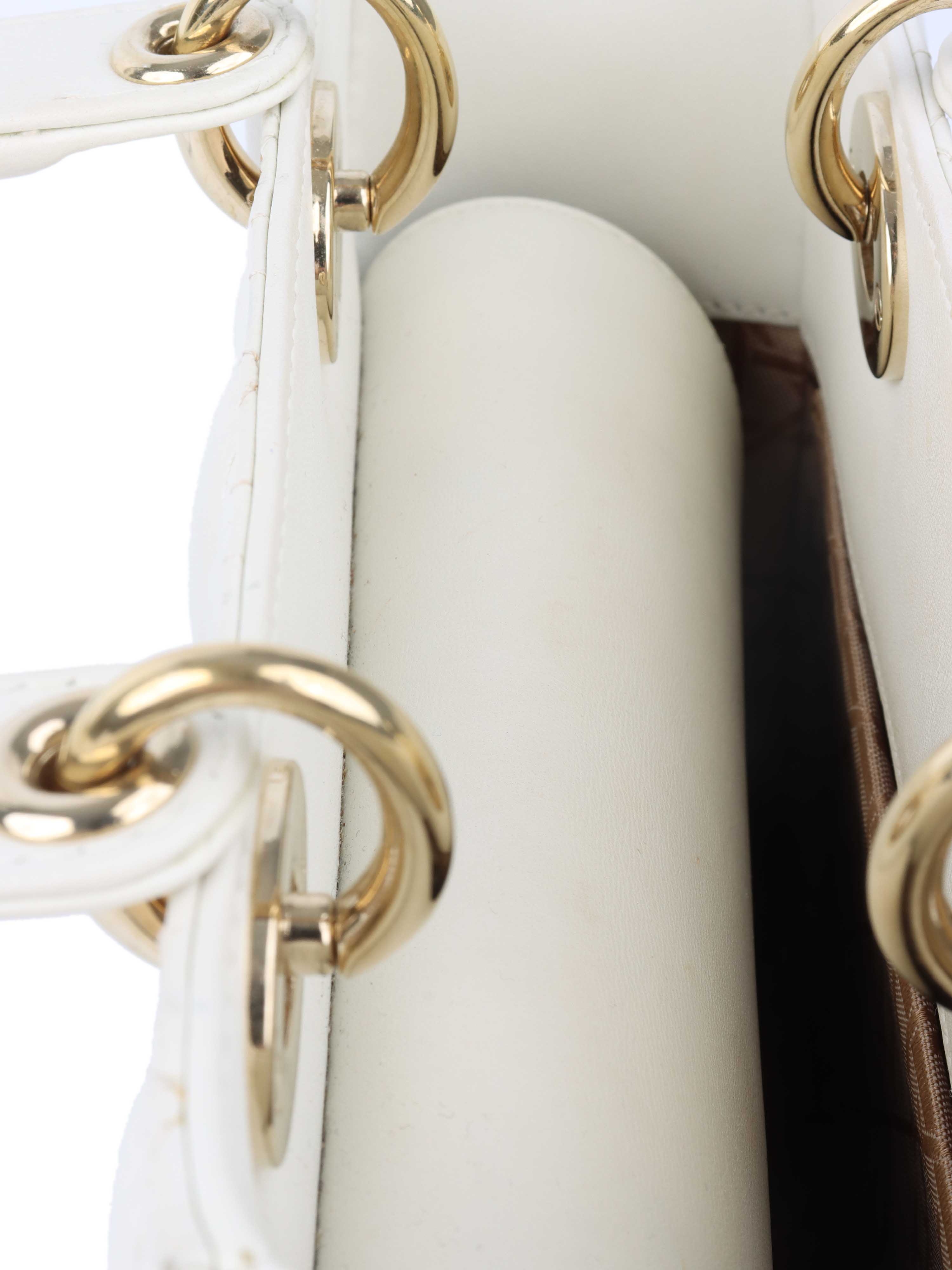 Dior White Small Lady Dior Bag GHW.