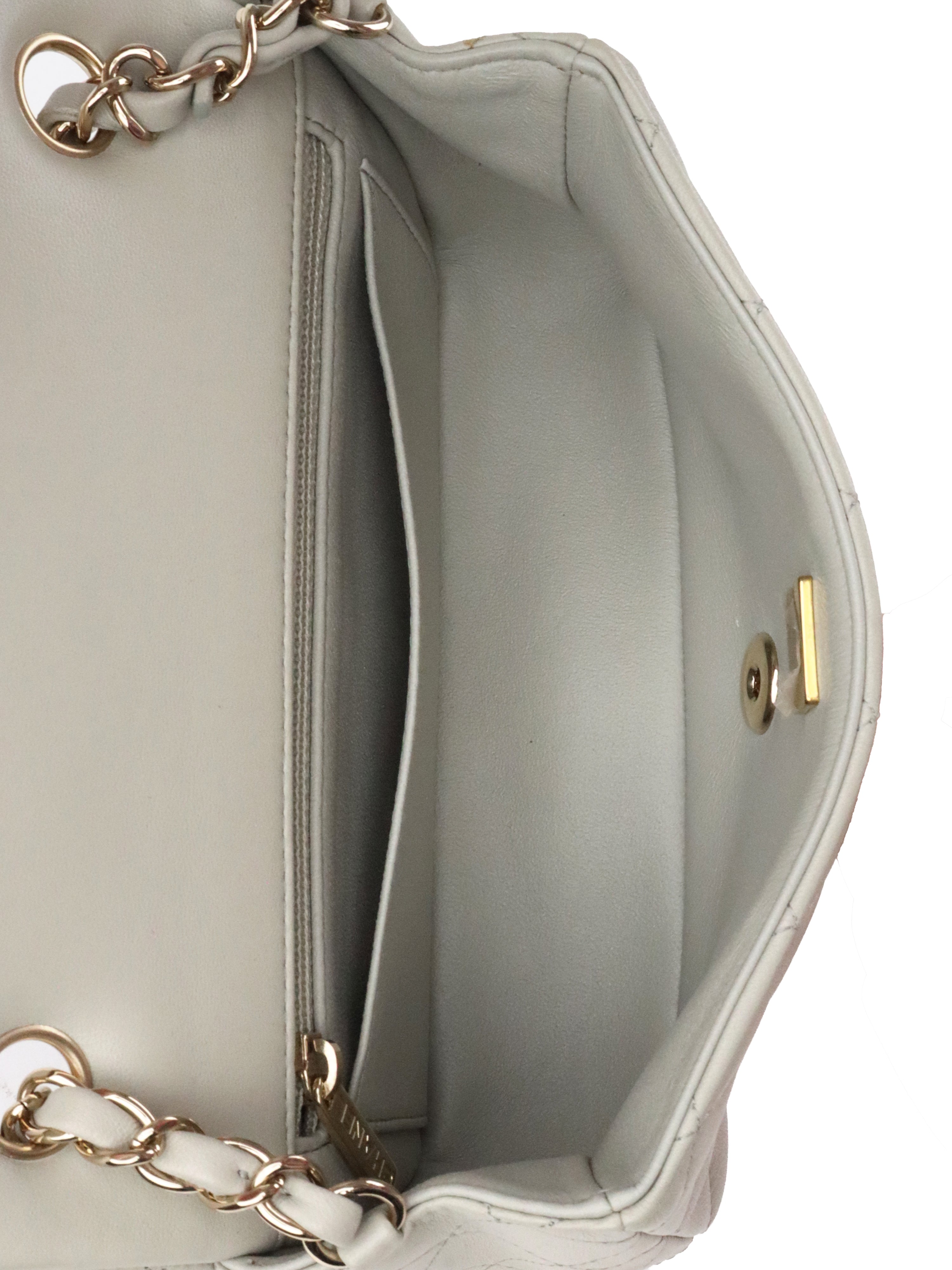 Chanel Light Grey Mini Classic Flap Bag
