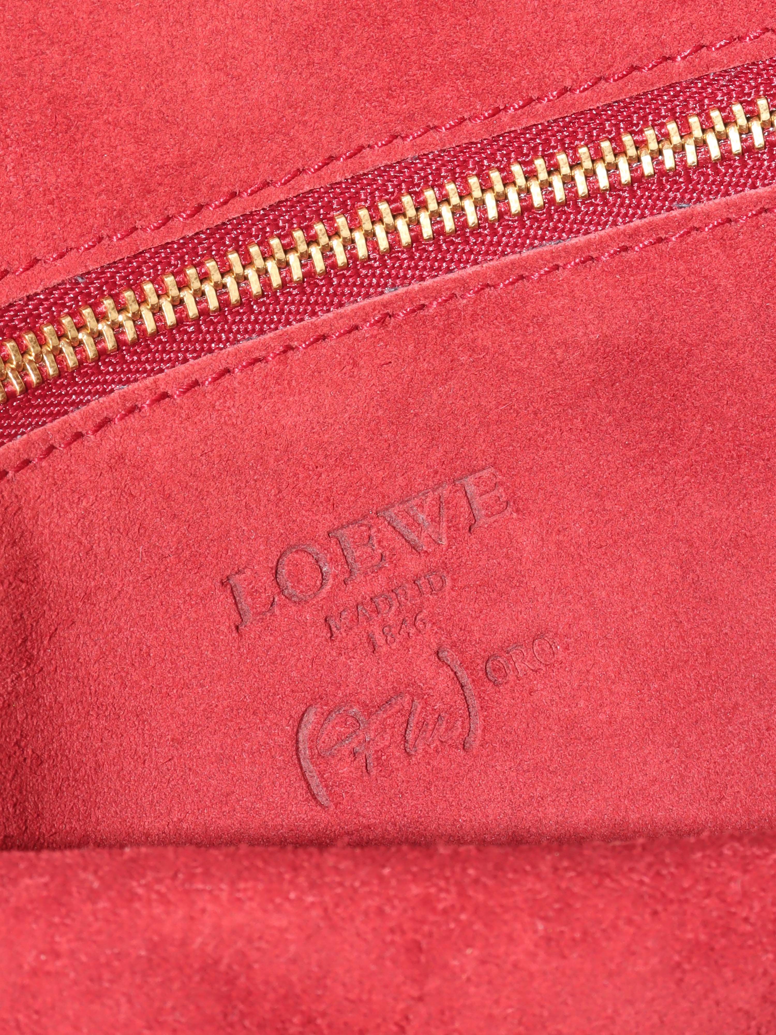 Loewe Amazona 36 Brown/beige with Green Top Handle.