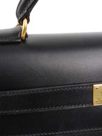 Hermes Vintage Black Box Kelly 32 Bag.