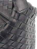Bottega Veneta Black Intrecciato Woven Small Shoulder Bag.