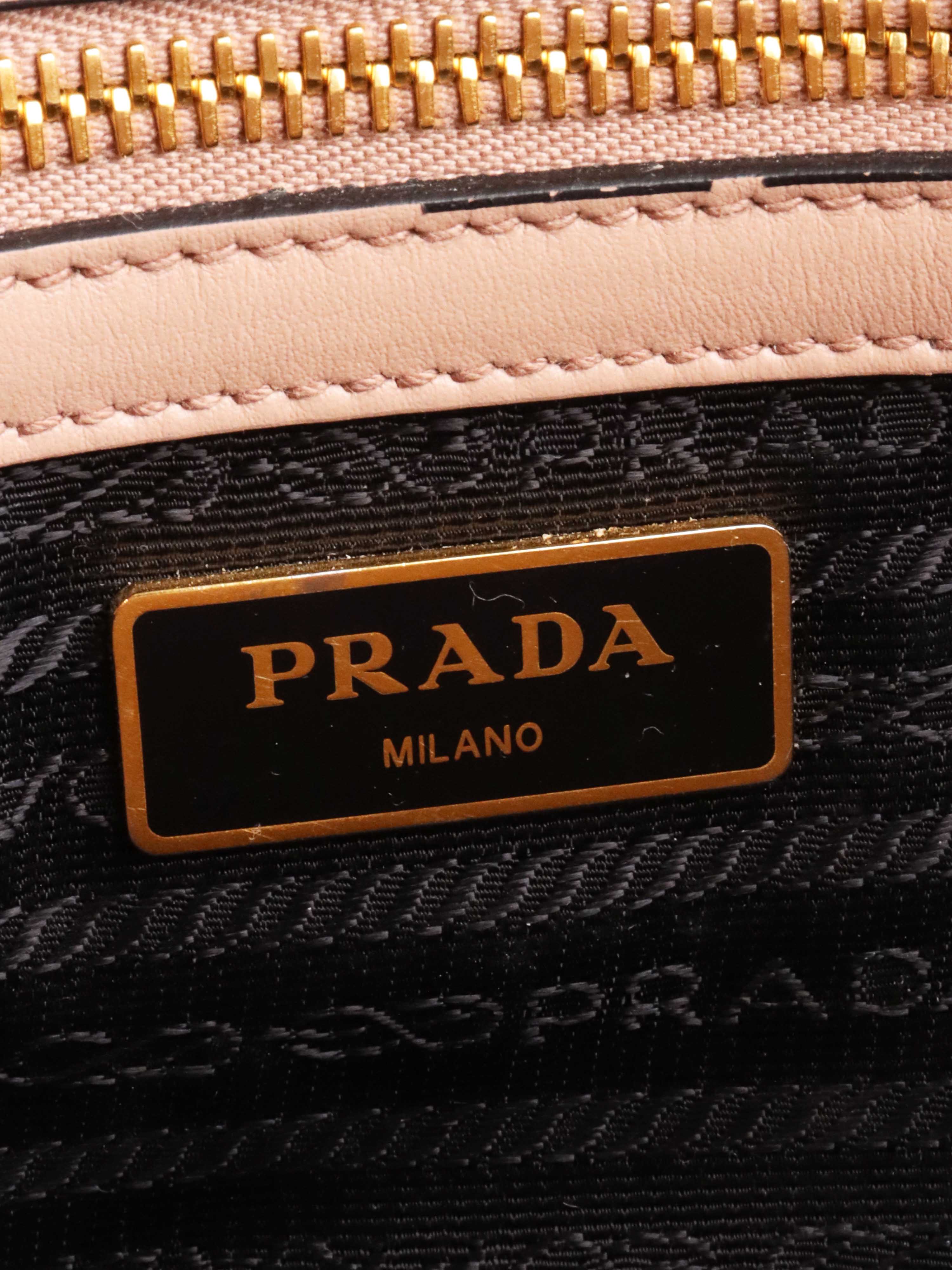 Prada Structured Beige Tote Bag.