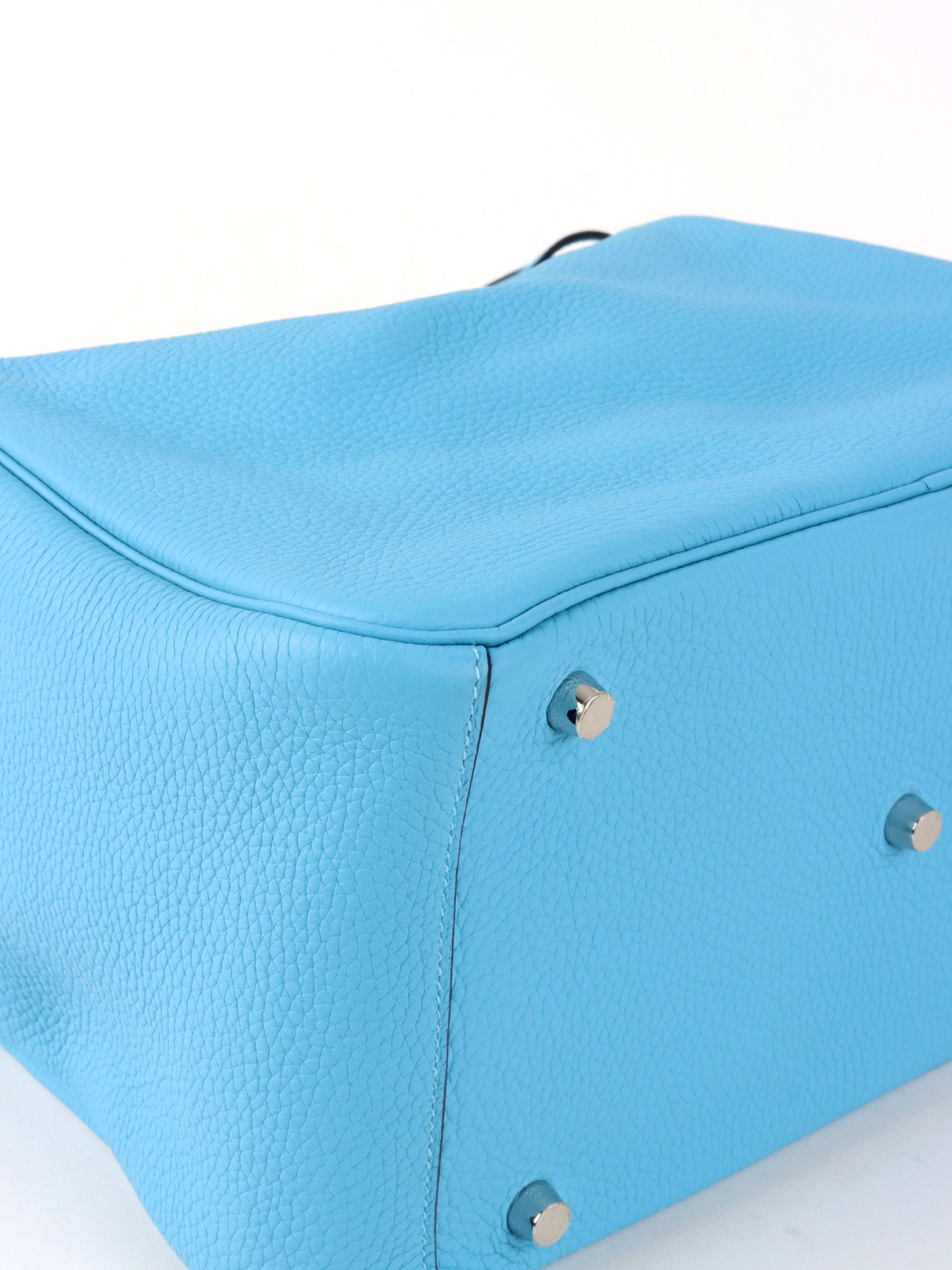 Hermes Lindy 30 P3 Bleu du Nord Clemence Leather Stamp D