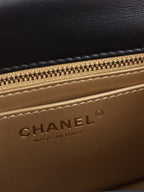 Chanel Black Lambskin Square Classic Flap with Pearl Crush