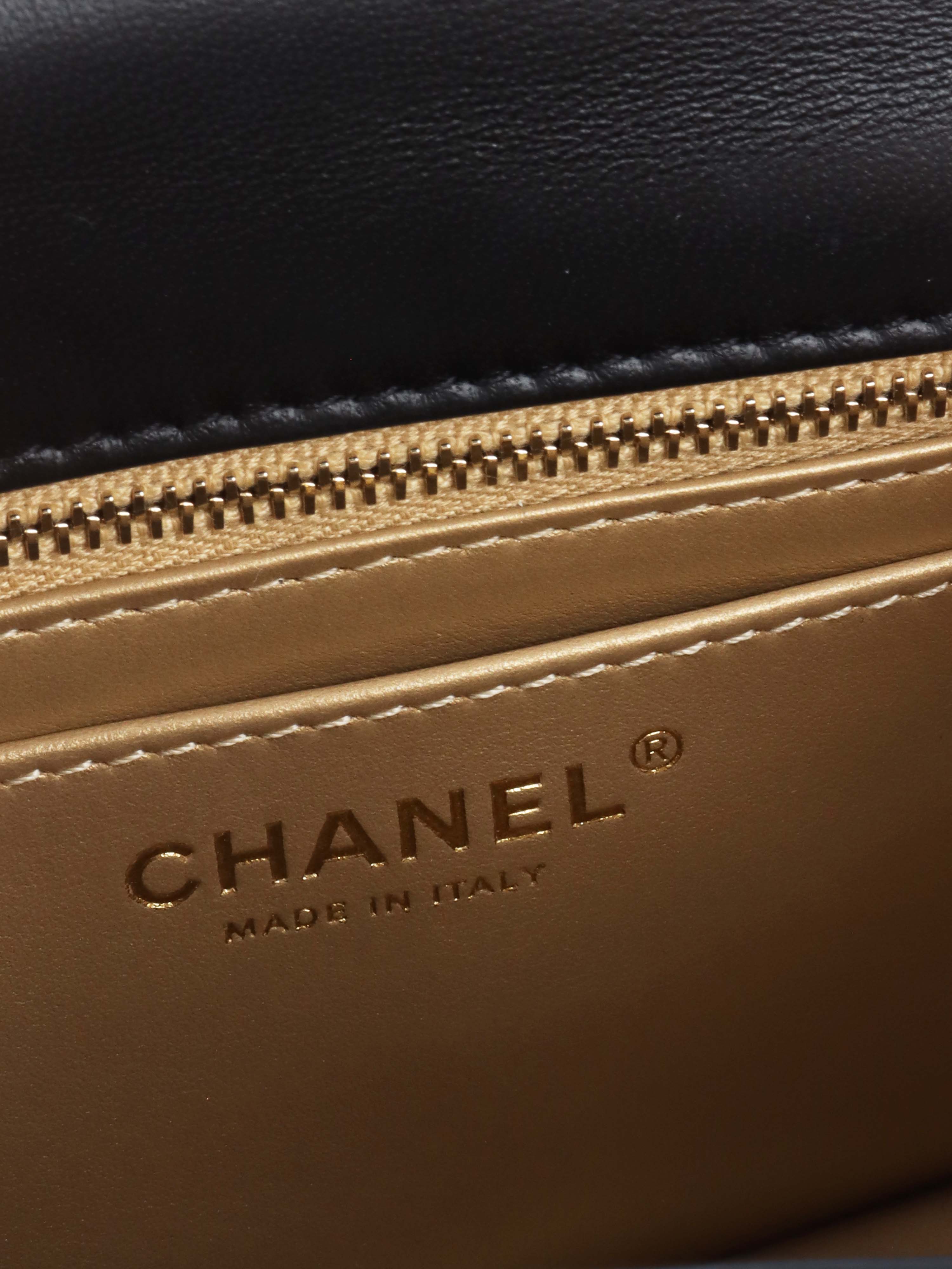 Chanel Black Lambskin Square Classic Flap with Pearl Crush