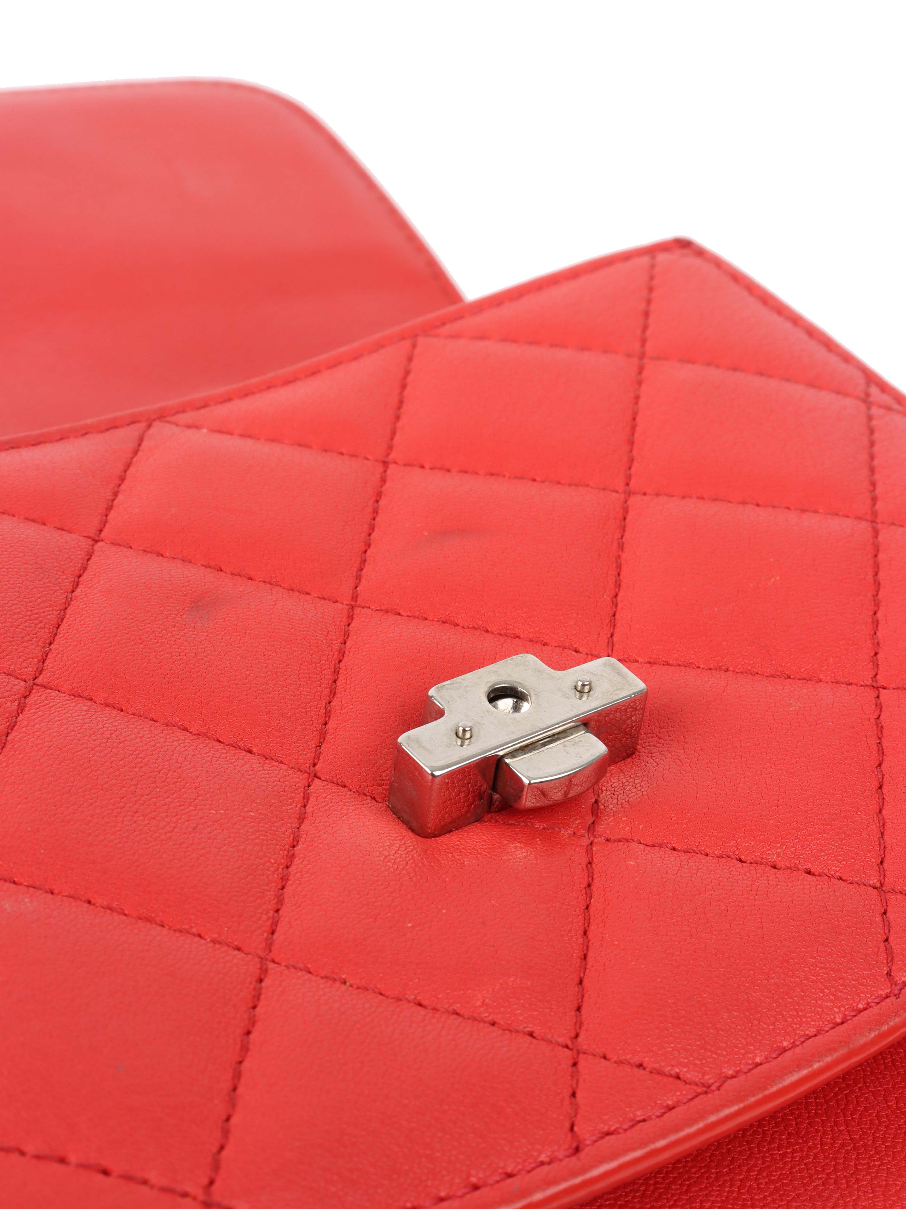 Chanel Red Quilted Two-tone CC Flap Bag