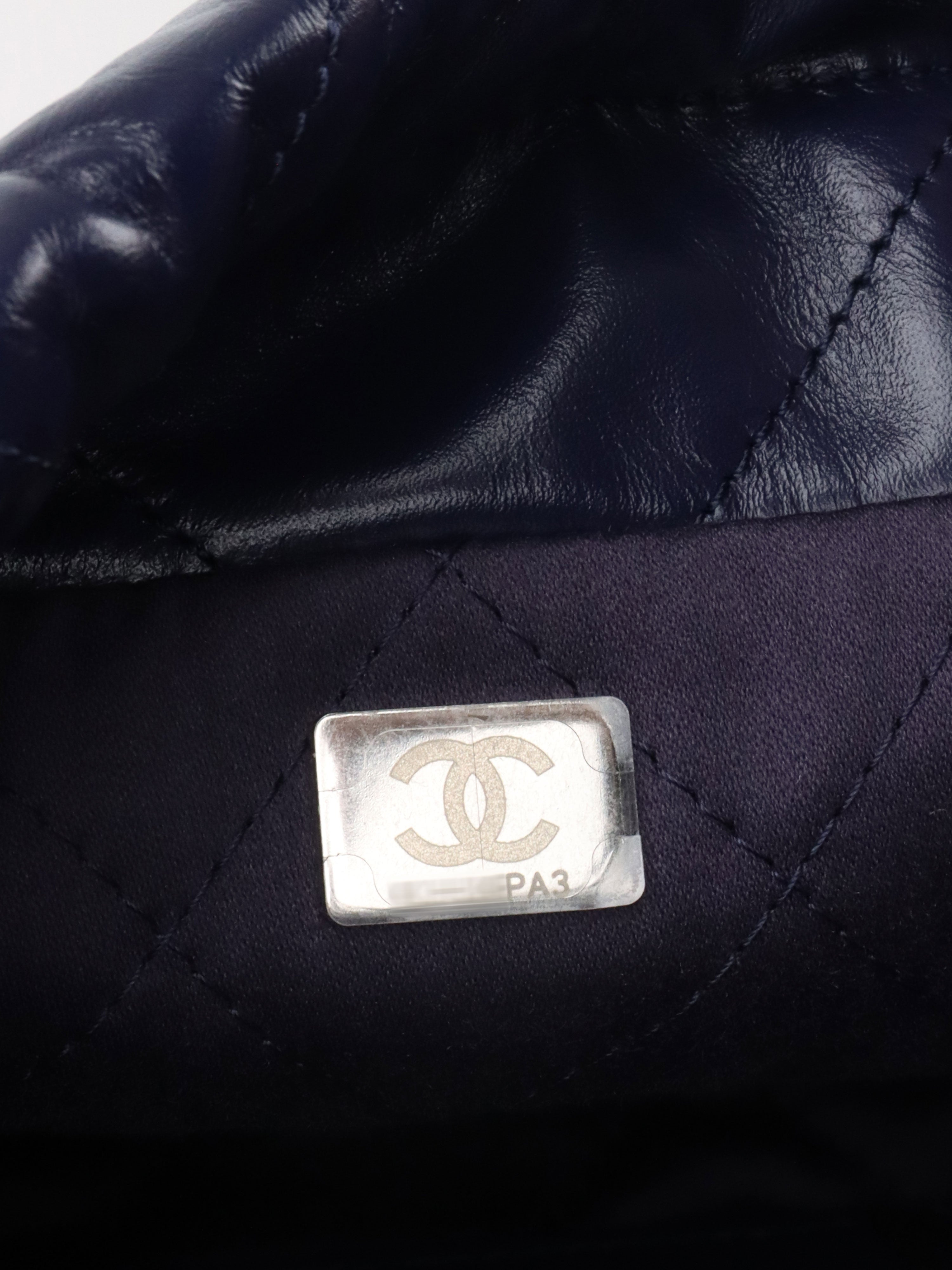 Chanel Mini 22 Navy Shiny Calfskin Quilted Bag