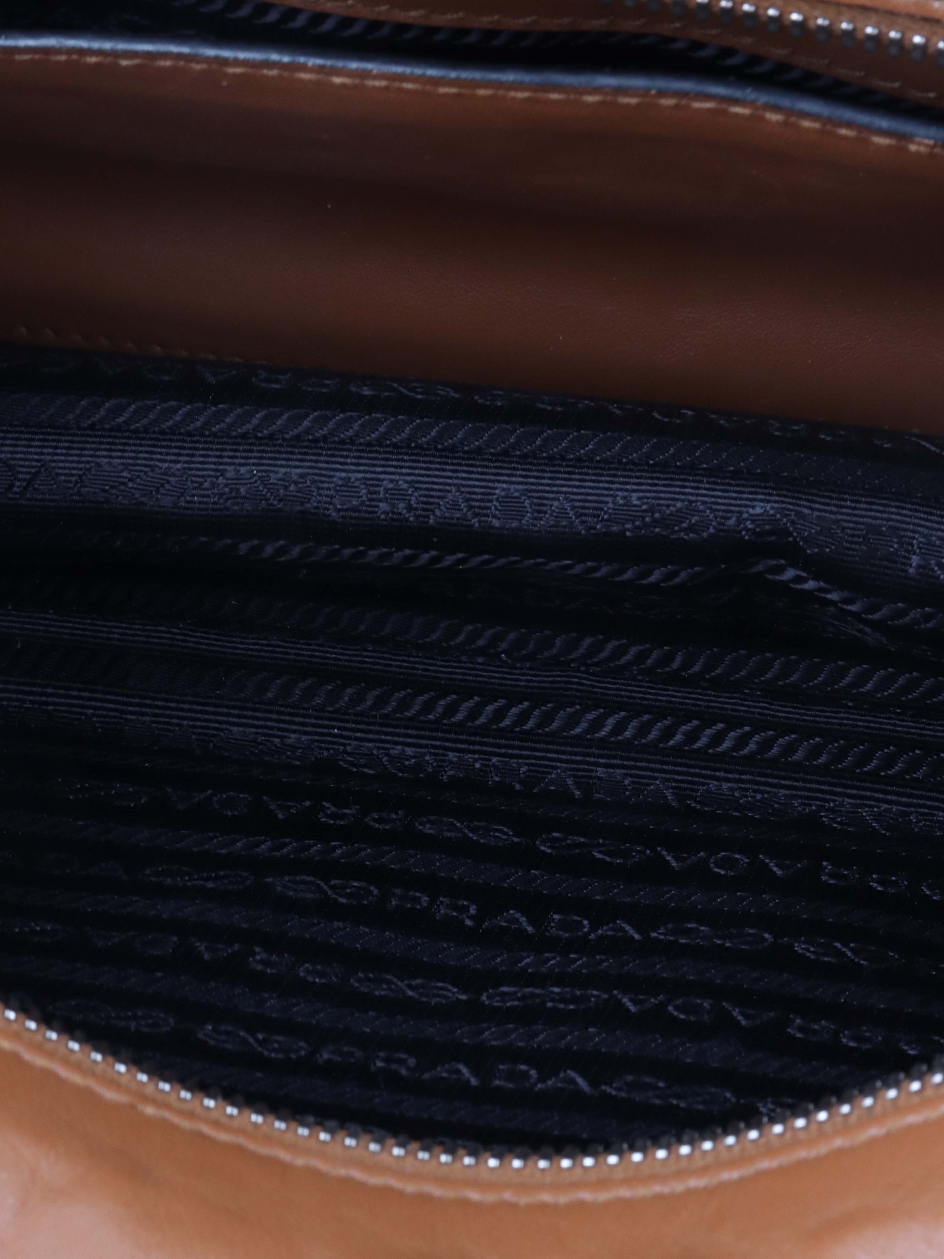 Prada Cognac Luxe Shoulder Bag.