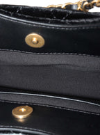 Chanel Black Small Quilted Velvet Wavy CC Hobo Bag.