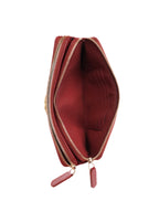 Chanel Burgundy Lambskin Double Zip Wallet on Chain