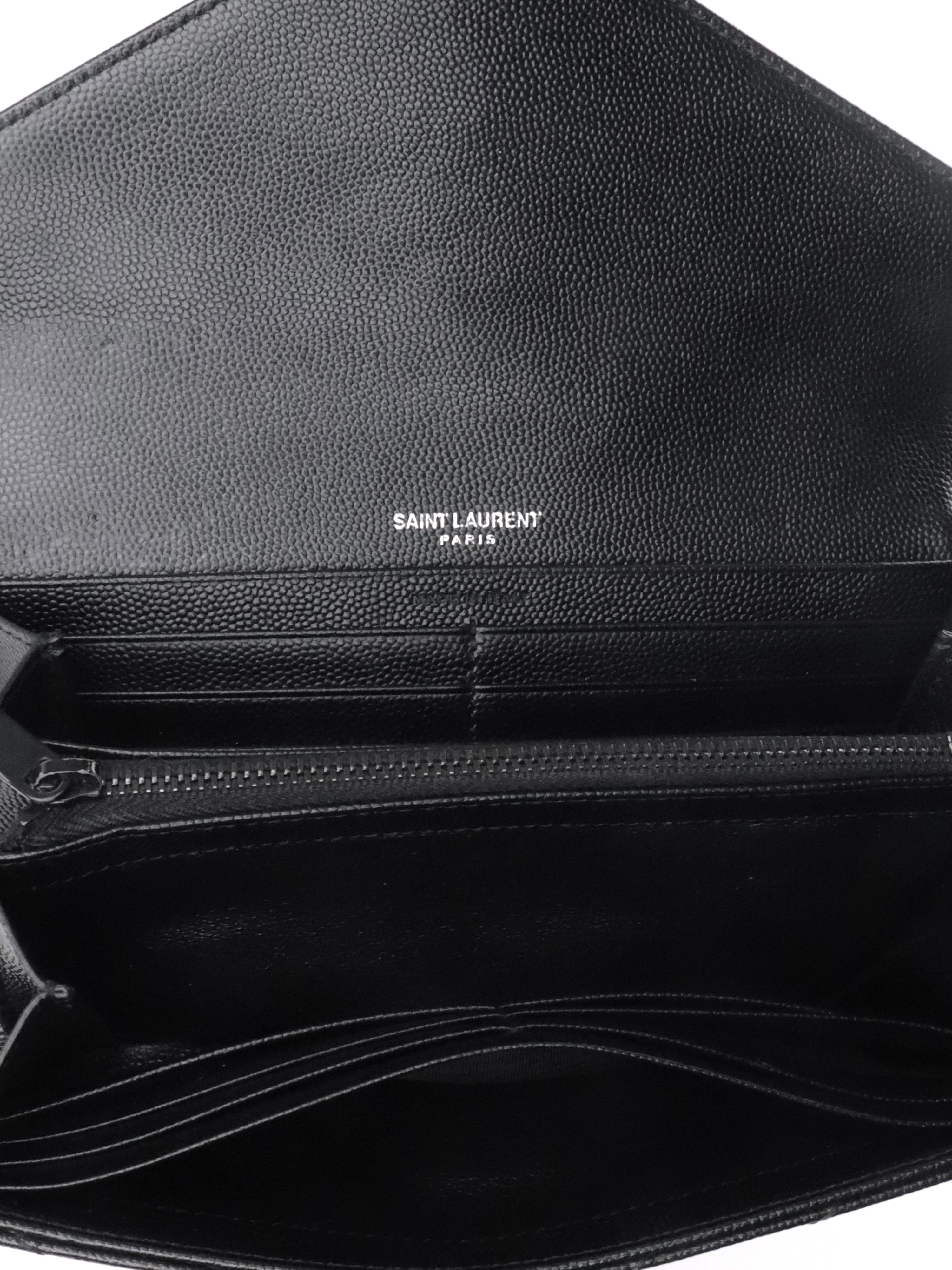 Saint Laurent Black Cassandre Matelasse Large Flap Wallet