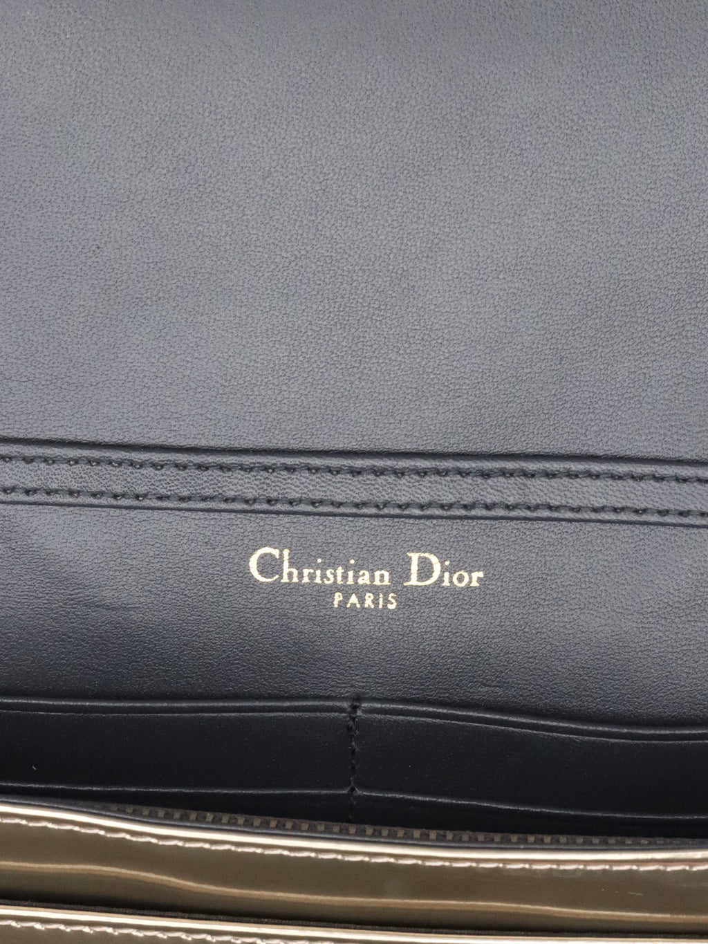 Dior Gold Metallic Diorama Wallet On Chain