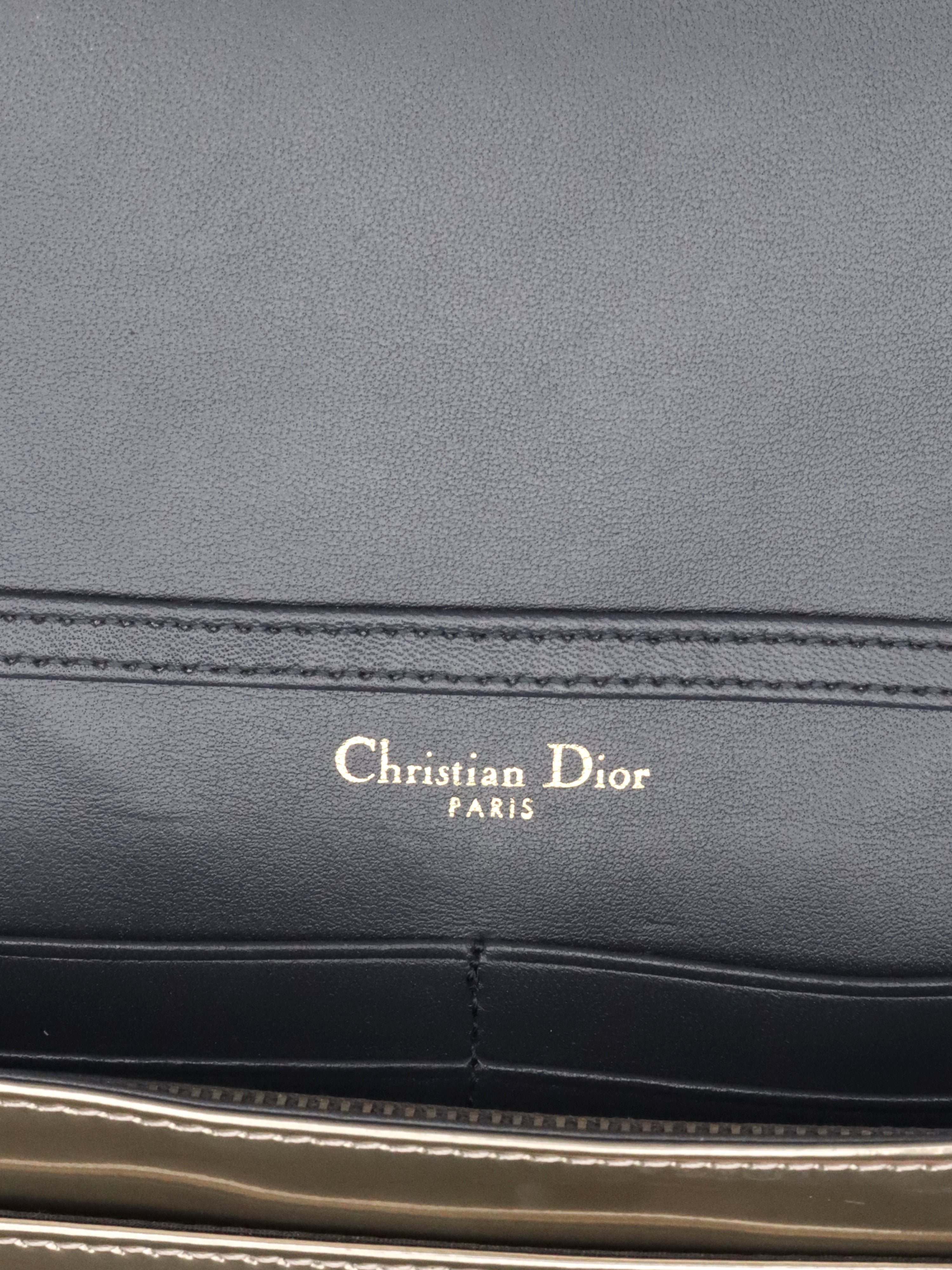 Dior Gold Metallic Diorama Wallet On Chain
