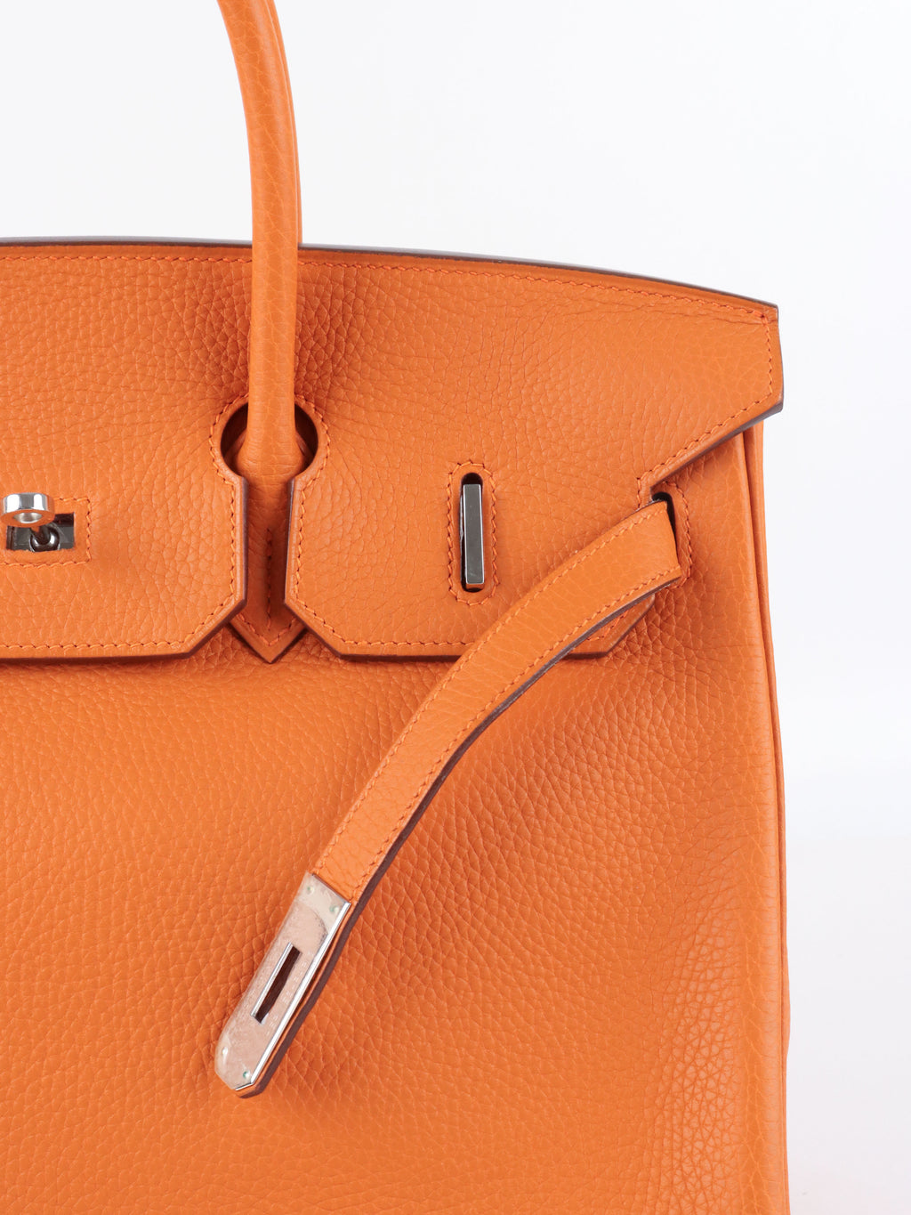 Hermes Birkin 35 Orange H Clemence Leather Stamp J Square