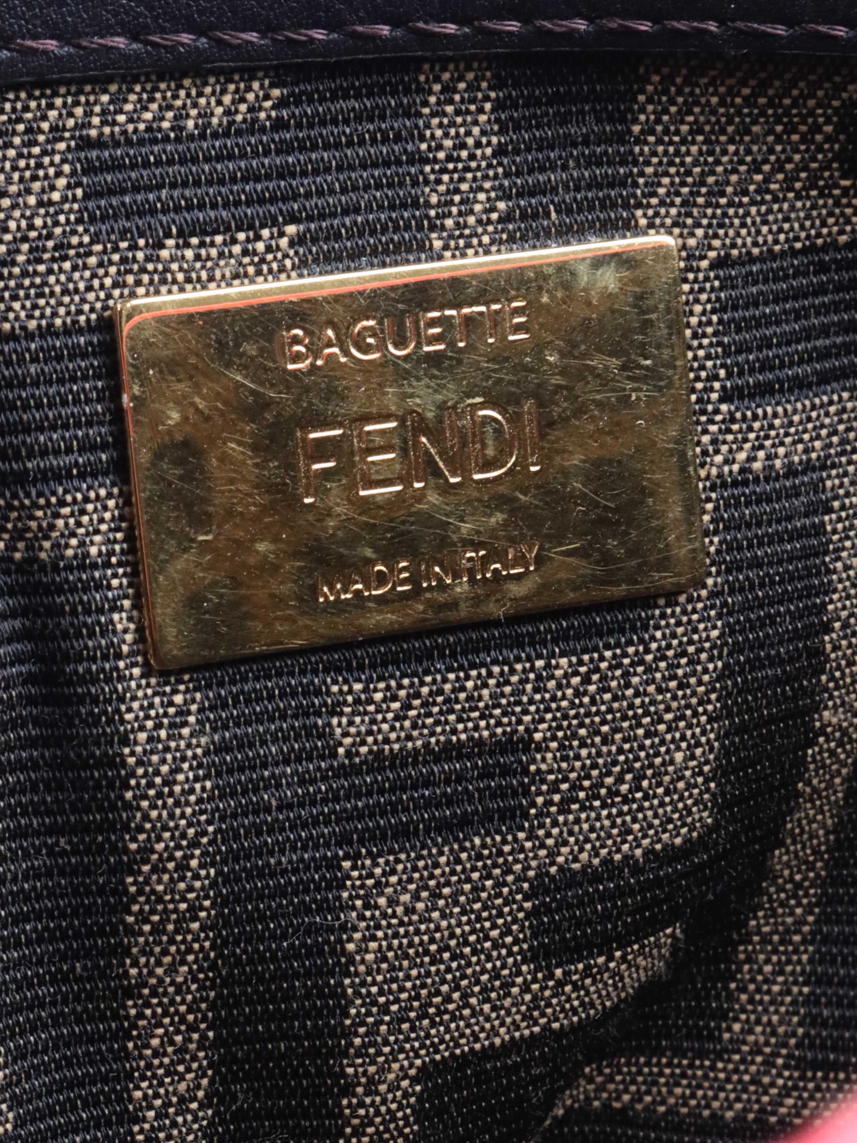 Fendi Baguette Jacquard FF Fabric Bag.