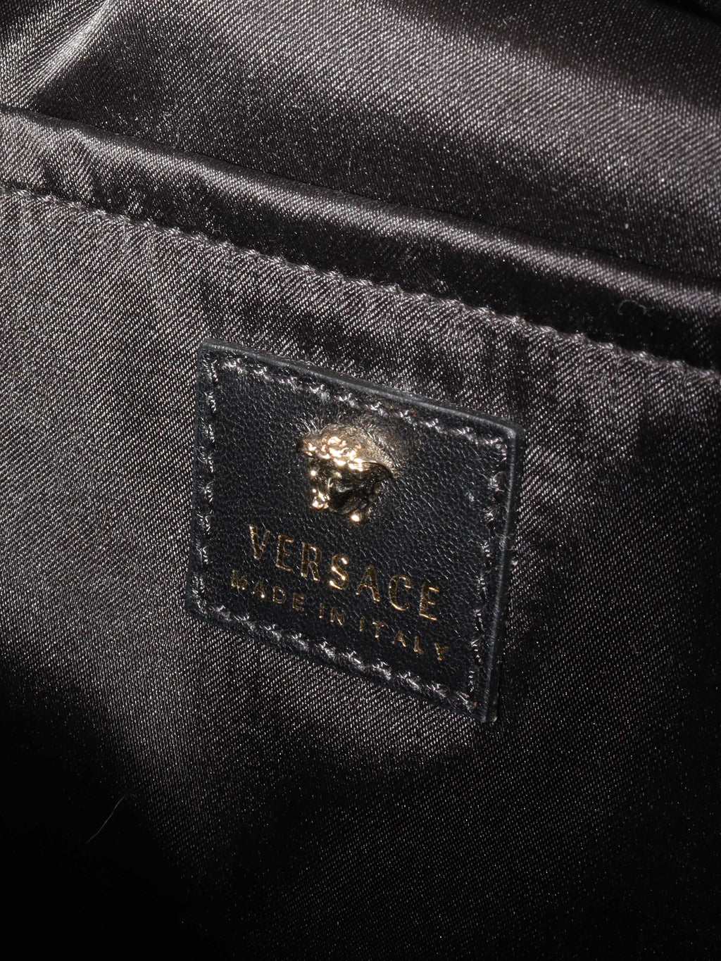 Versace Black and Green Medusa Backpack.