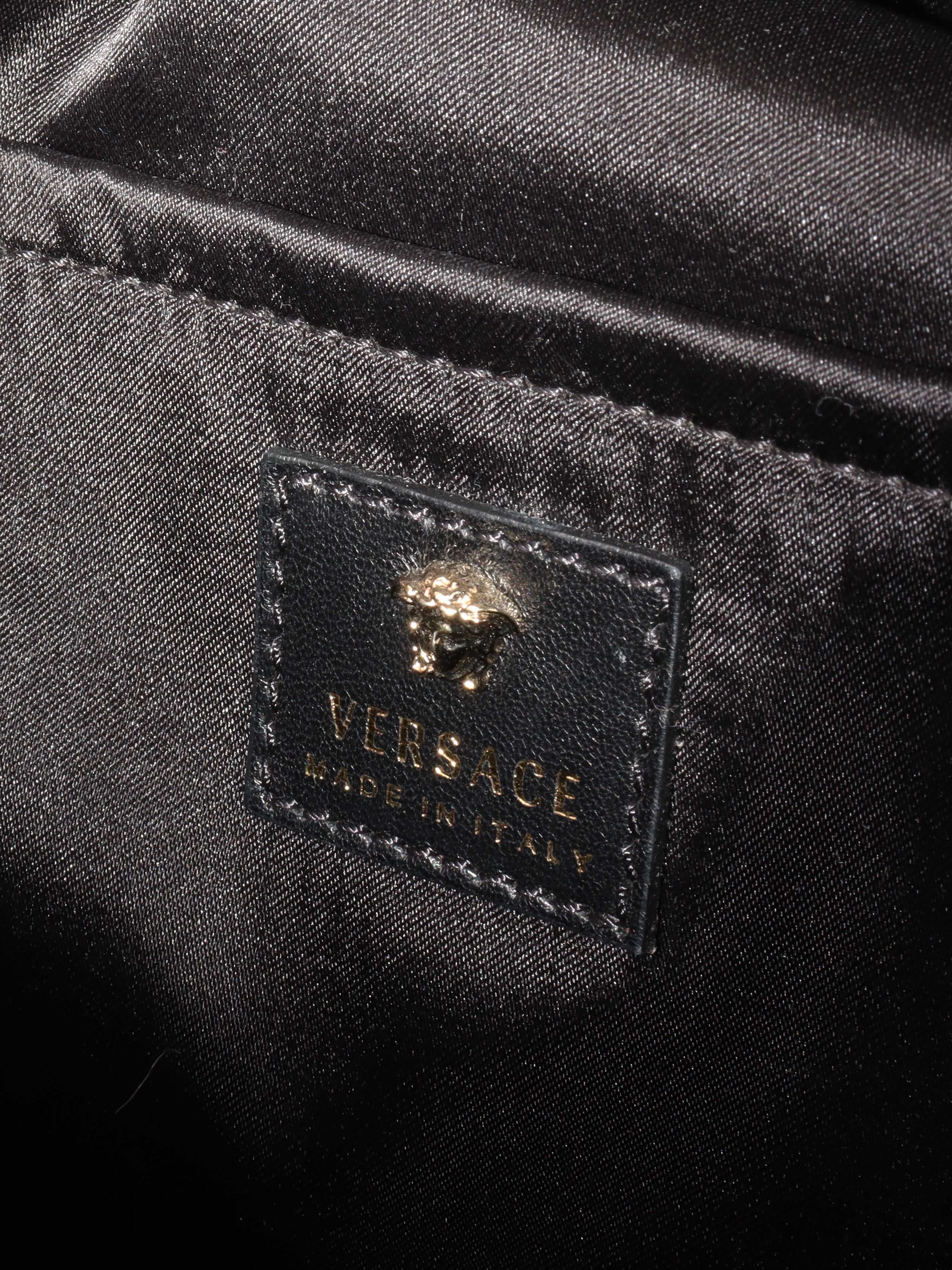 Versace Black and Green Medusa Backpack.