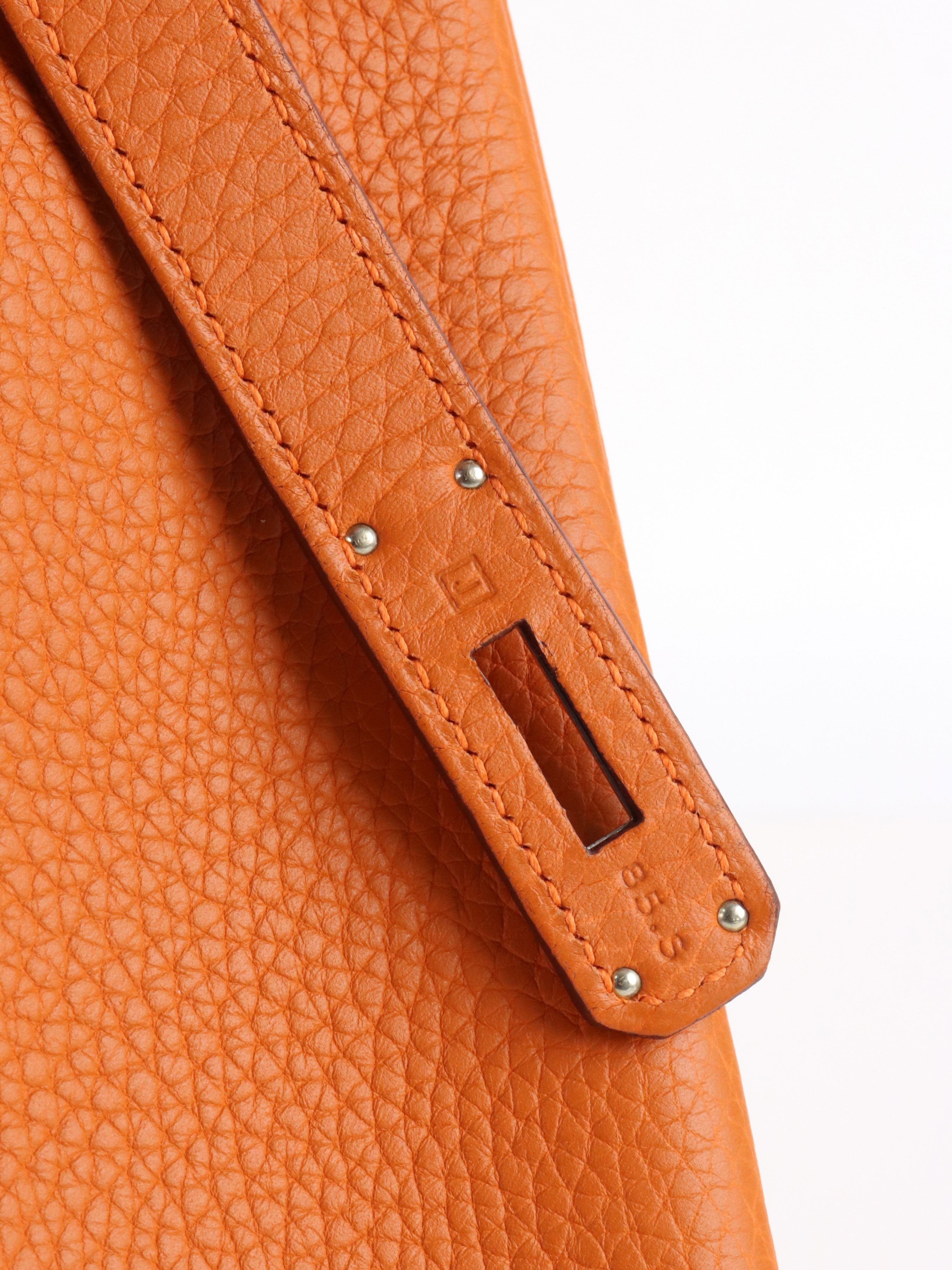Hermes Birkin 35 Orange H Clemence Leather Stamp J Square