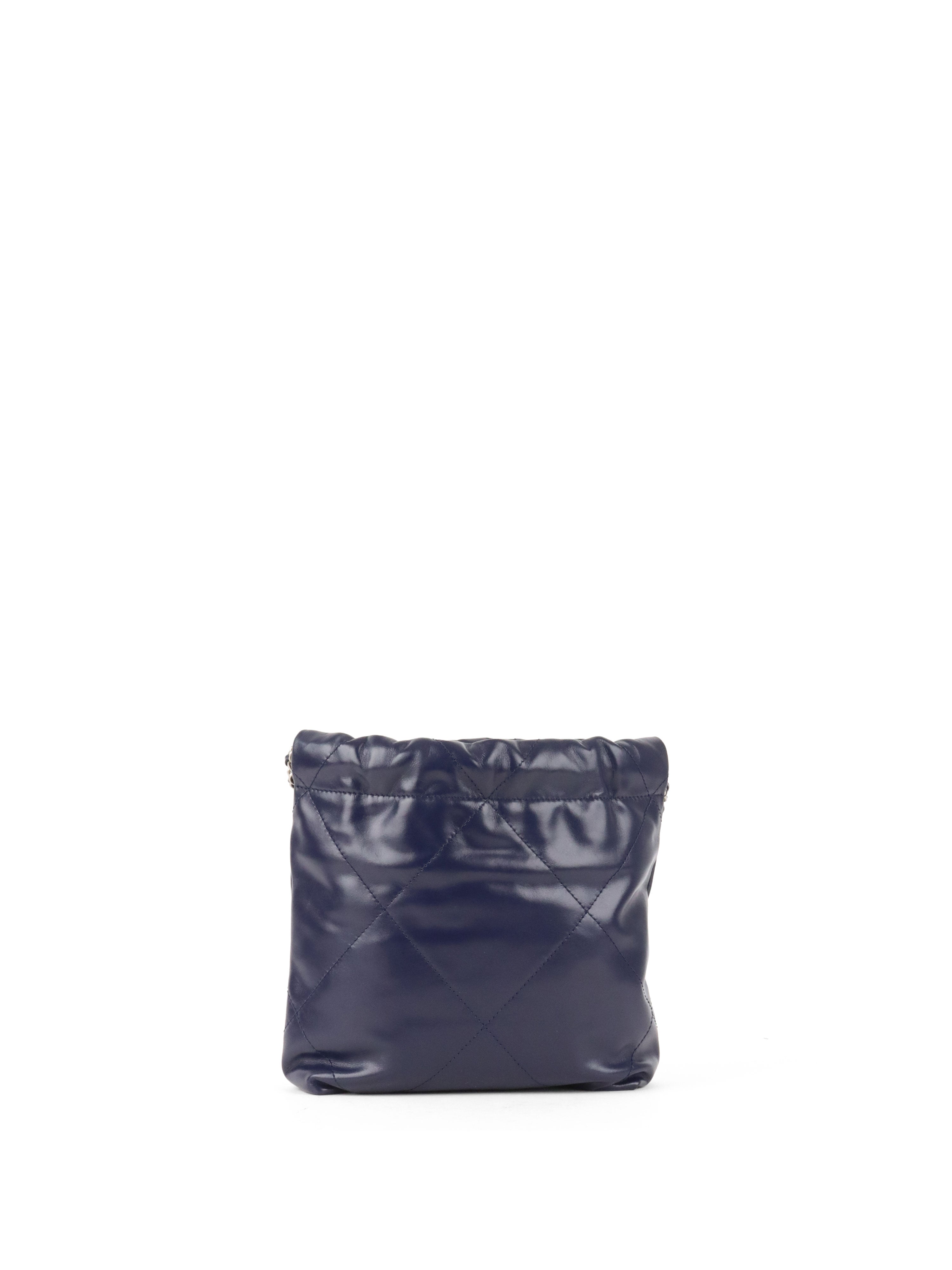 Chanel Mini 22 Navy Shiny Calfskin Quilted Bag