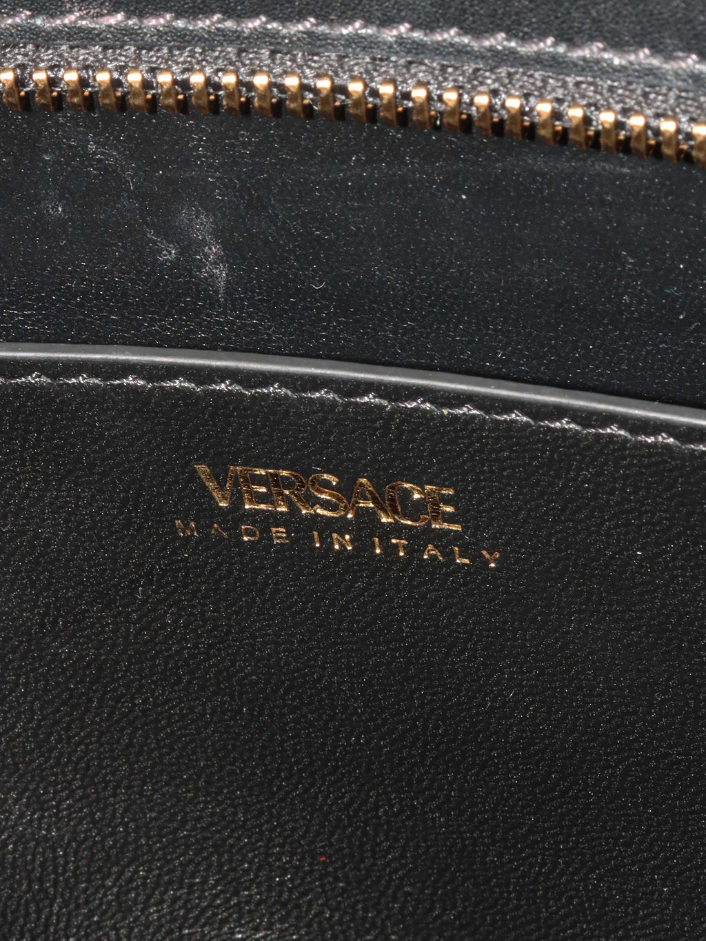 Versace Black Virtus Chain Shoulder Bag.
