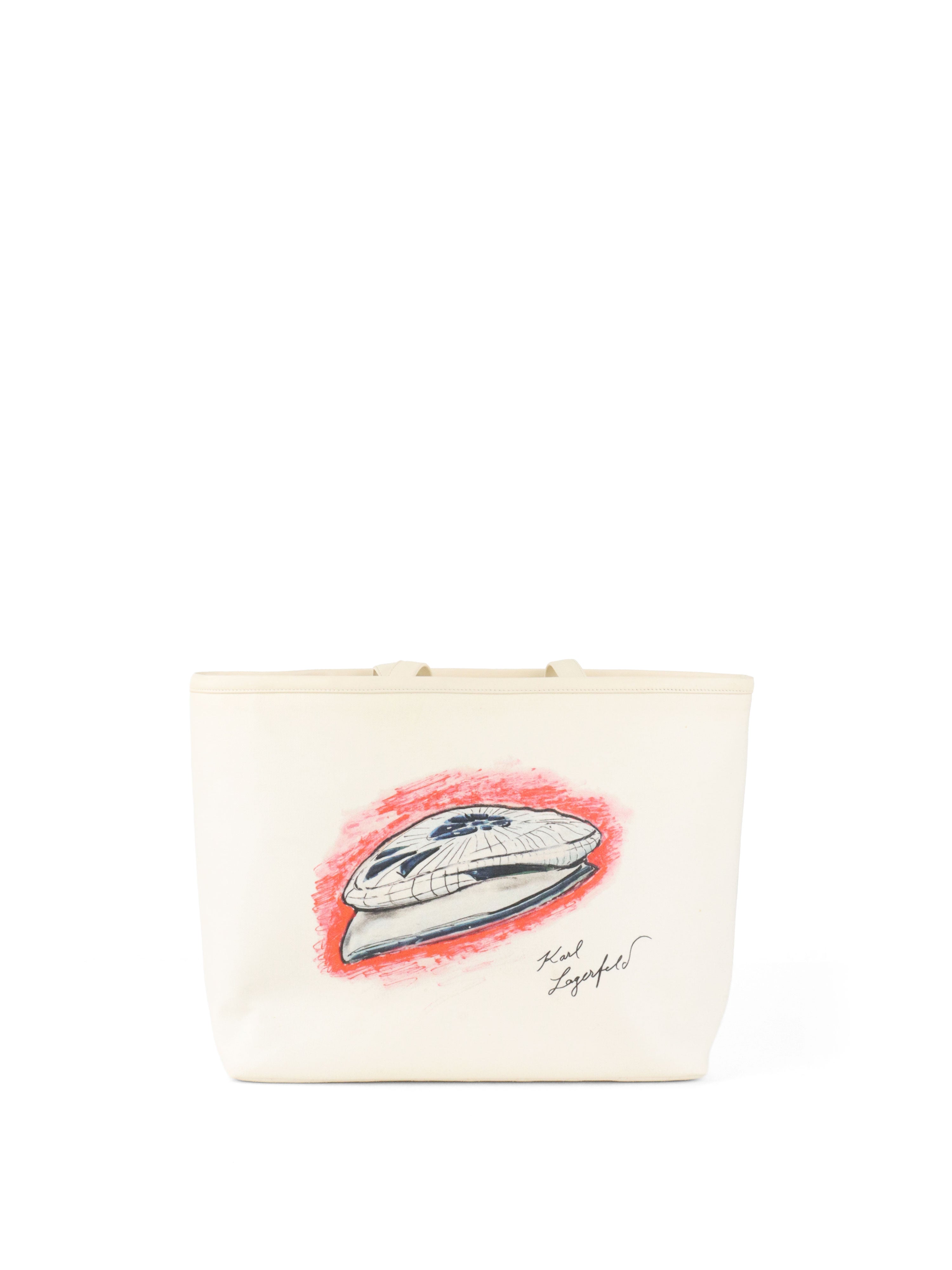 Chanel Limited Edition White Canvas Karl Lagerfeld Mobile Art Tote