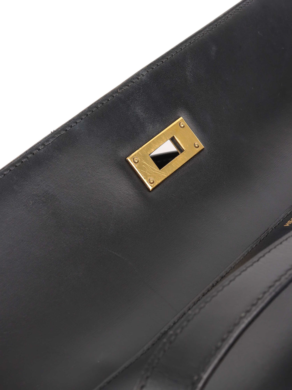 Hermes Vintage Black Box Kelly 32 Bag.