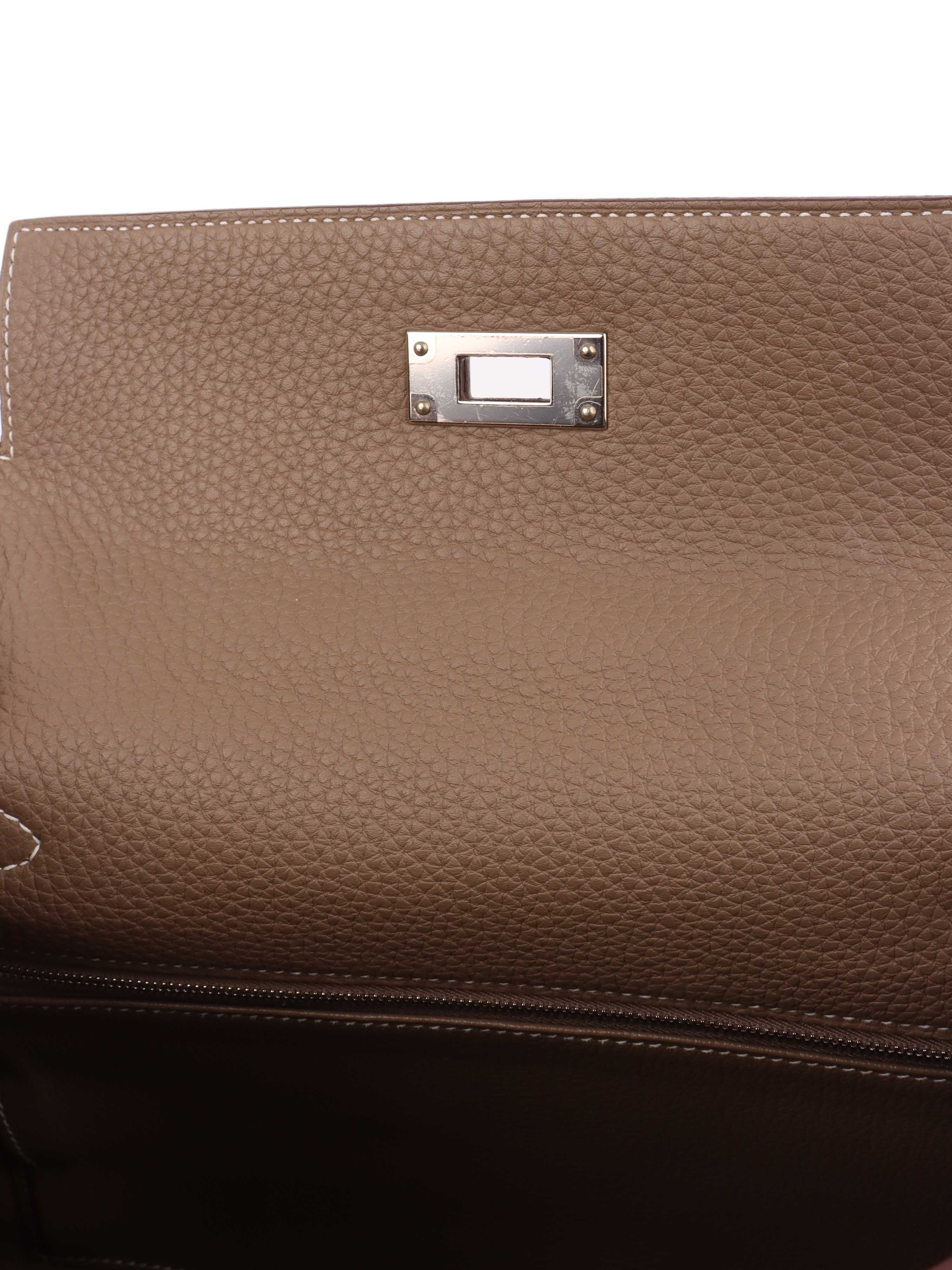 Hermes Etoupe Kelly 28 in Togo leather PHW.