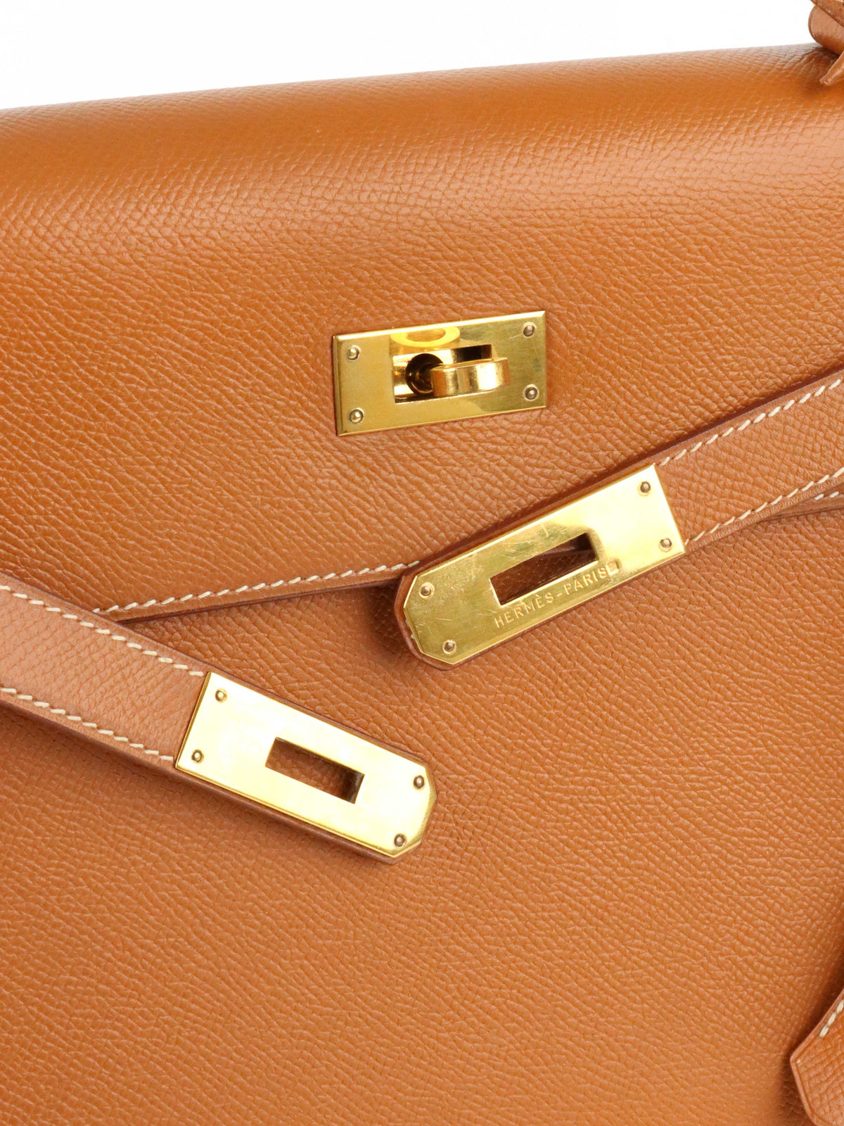 Hermes Vintage Kelly 32  Gold Courchevel GHW Circle W