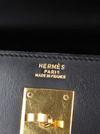 Hermes Vintage Black Box Kelly 32 Bag.