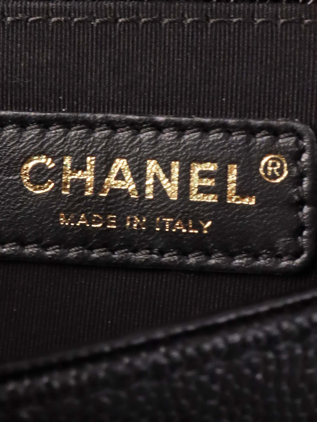 Chanel Black Chevron Caviar Medium Boy Bag.