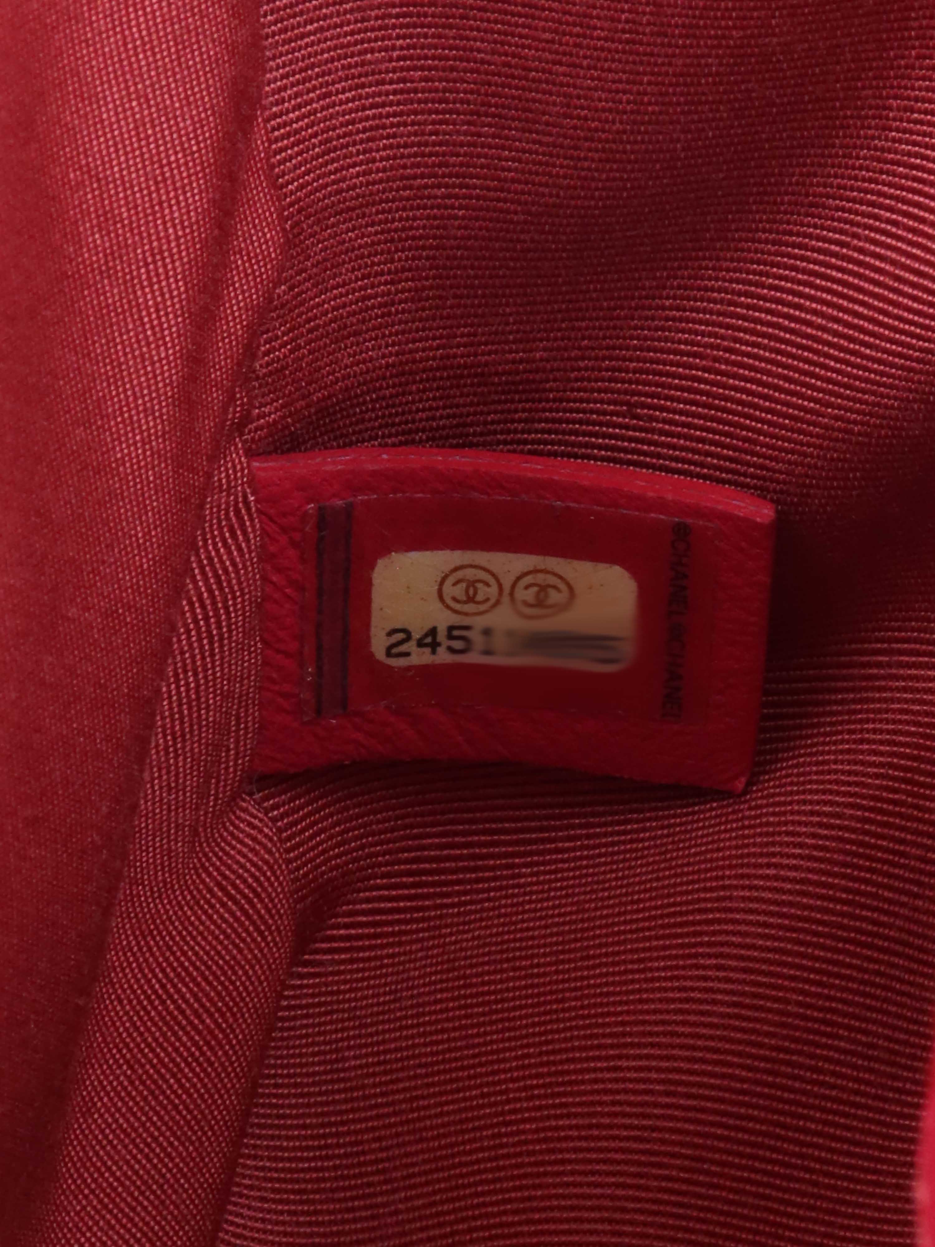 Chanel Medium Red Chevron Boy Bag in Lambskin GHW