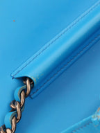 Chanel Bright Blue Patent Leather Le Boy Wallet on Chain.